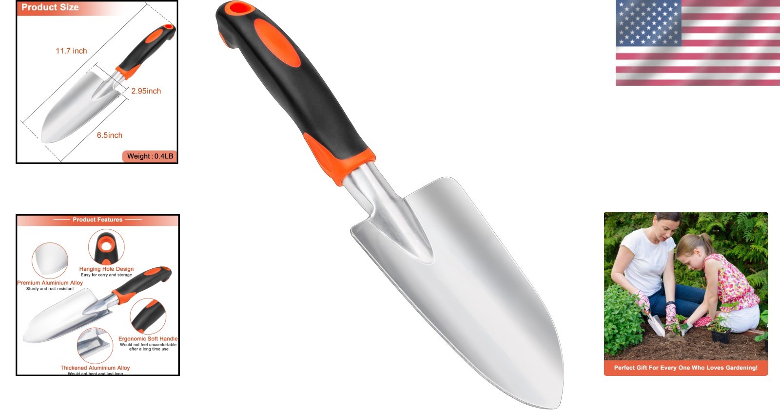 Garden Shovel Garden Hand Trowel, Heavy Duty Hand Shovel with Ergonomic Handle,