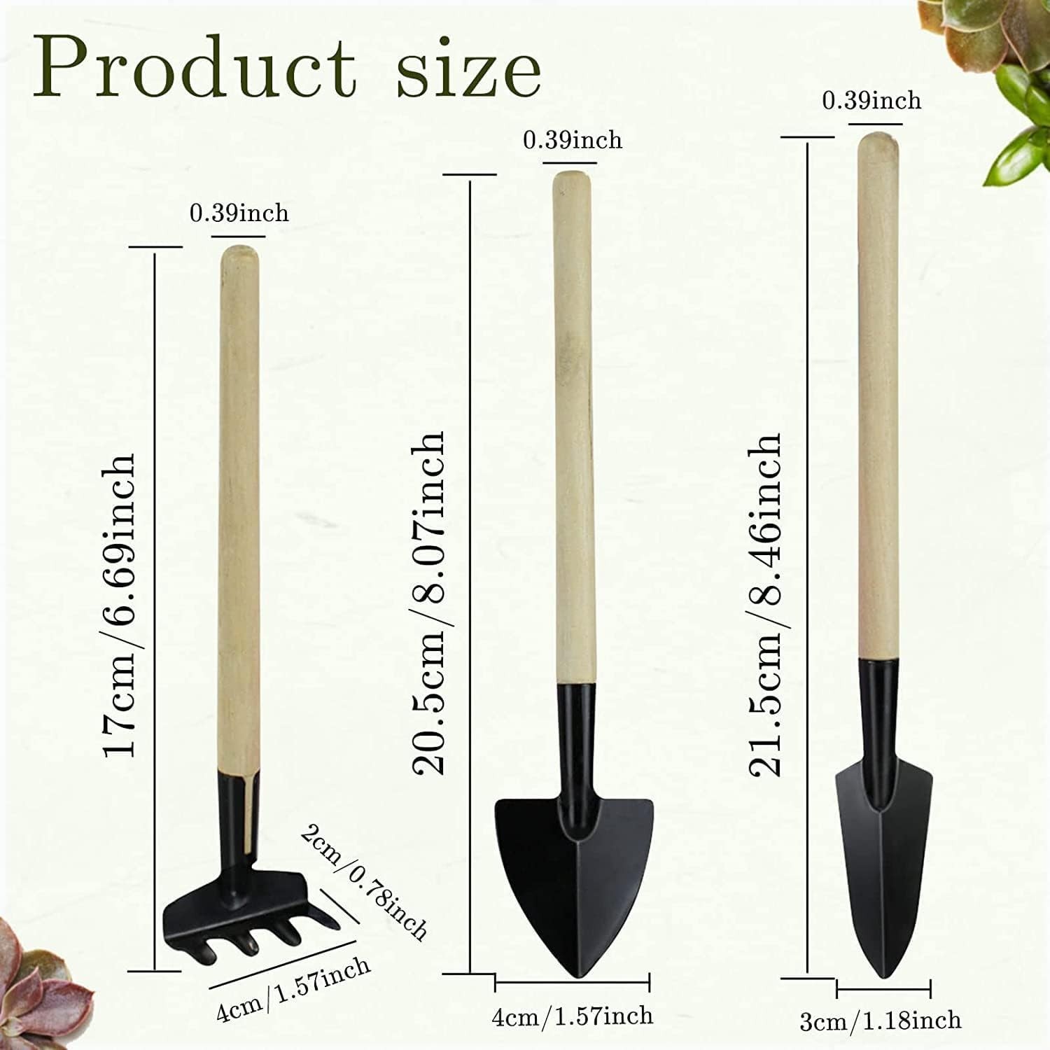 Non-Slip 3PCS Gardening Tools for Succulents and Bonsai – Lightweight and Sturdy