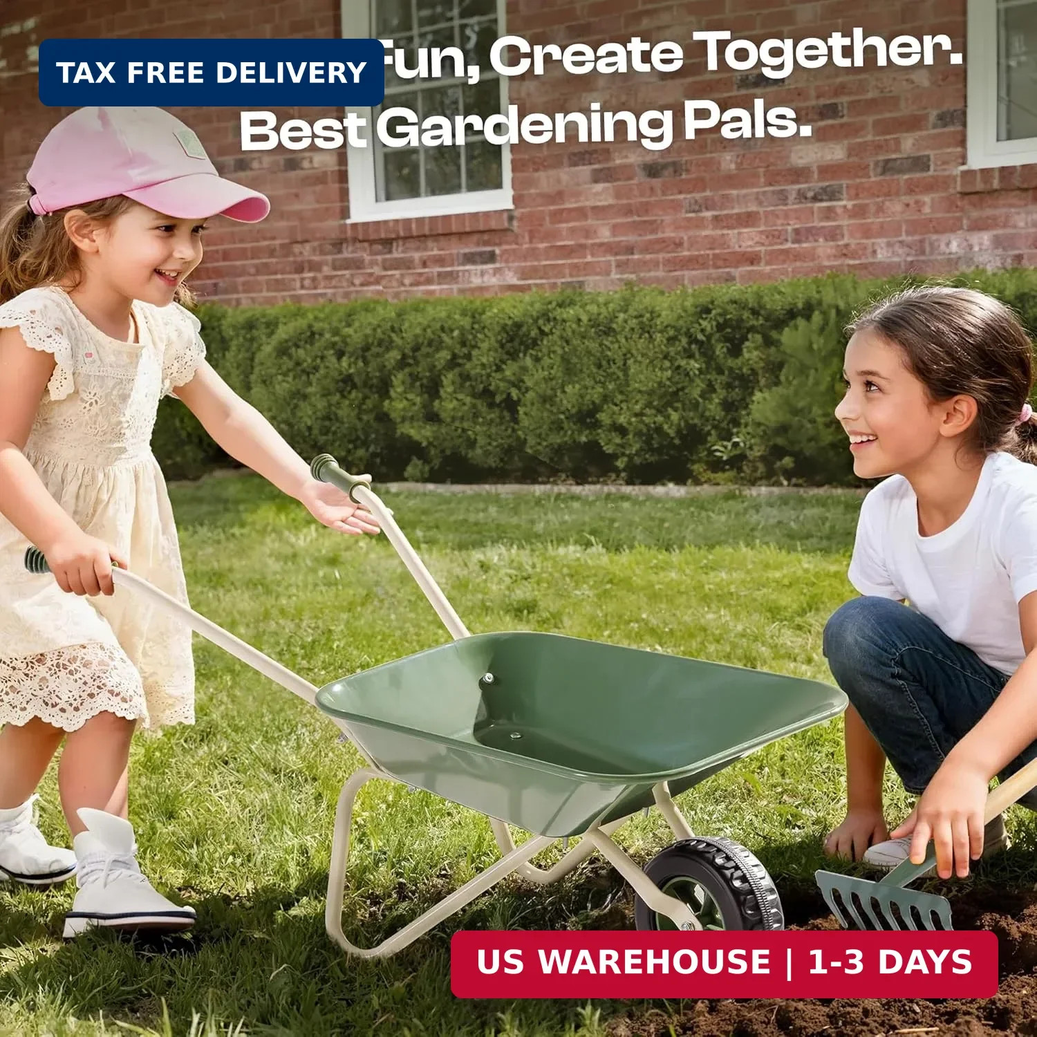 ROBUD Kids Wheelbarrow with Gardening Tools Set, Educational Kids Gardening Set