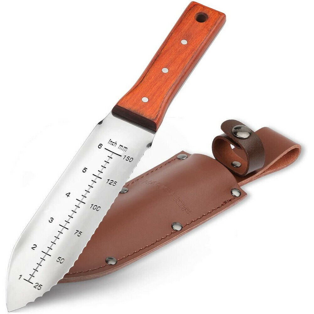 HAUSHOF Hori Hori Garden Knife Digging & Weeding Tools Full-Tang w/Oxford Sheath