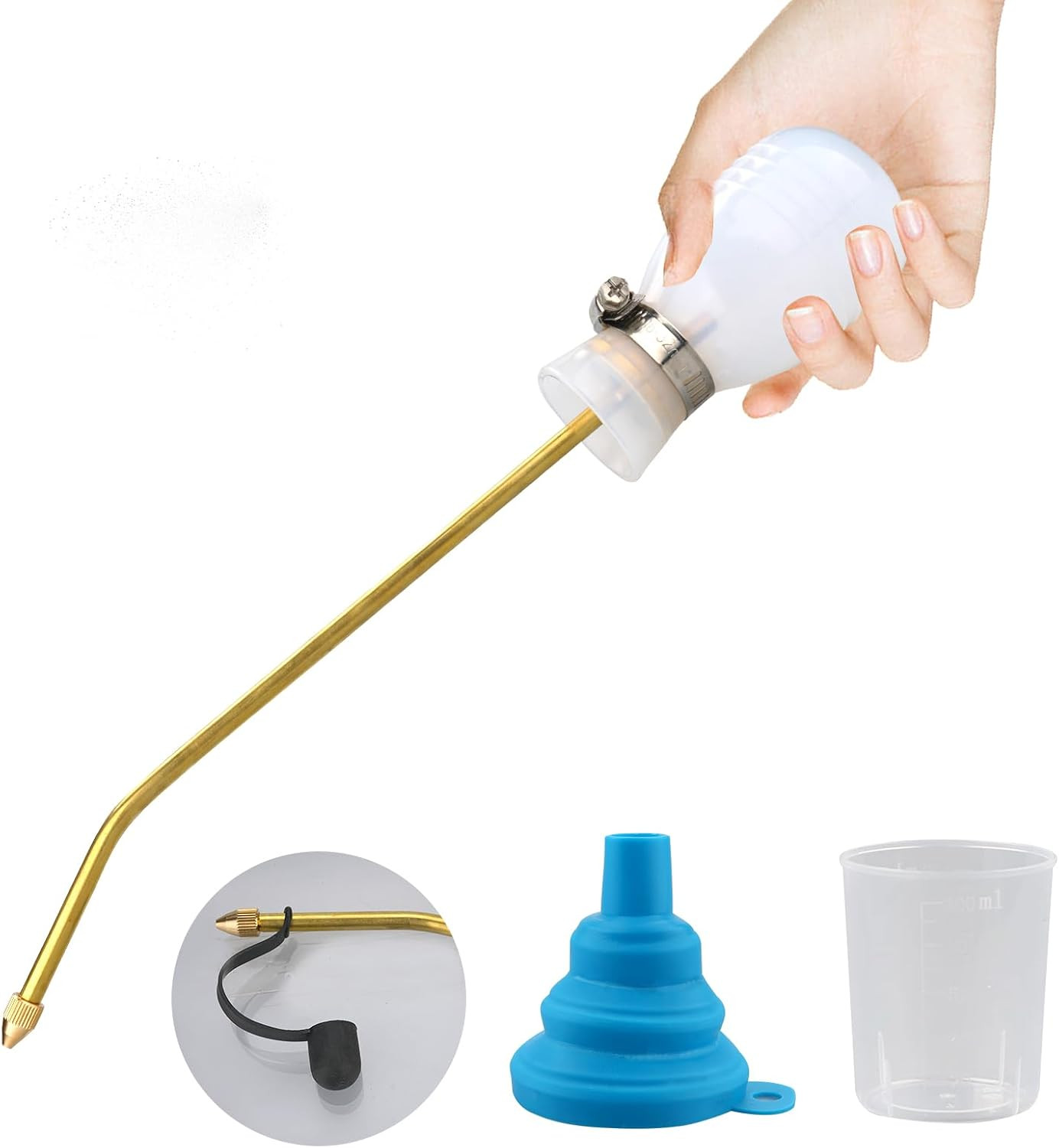 Powder Duster, Powder Nozzle Hand Duster, Powder Applicator with Long Copper Tub