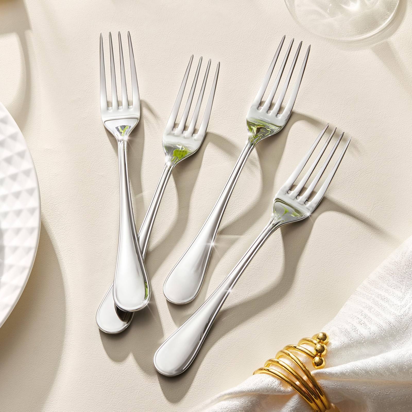 KINGSTONE 12 Piece Teardrop Dinner Forks Set(8.07 inch), 18/10 Stainless Stee…
