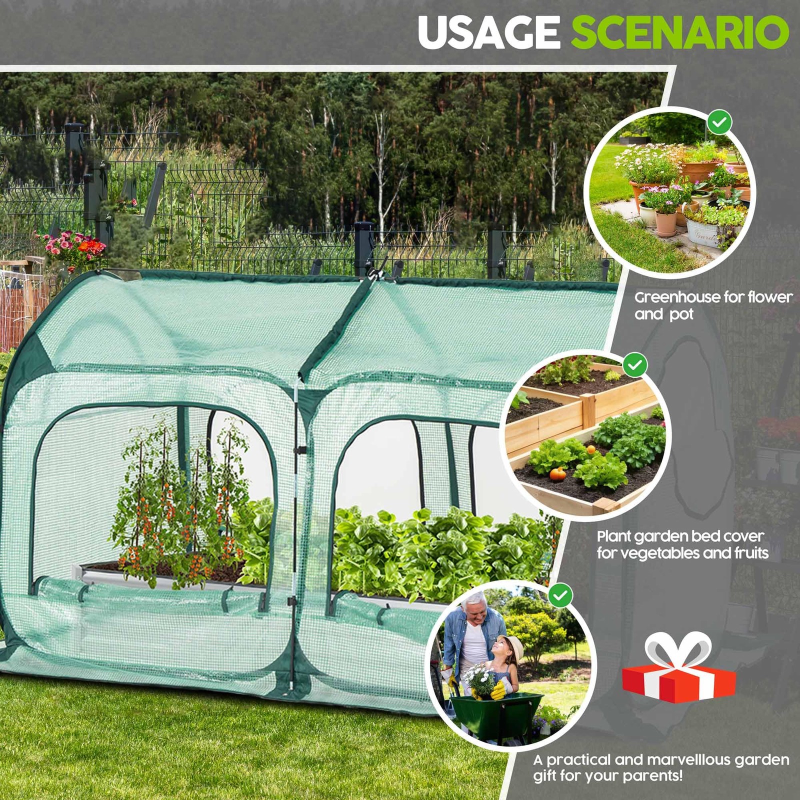 Porayhut Pop Up Greenhouse Tent Cover Tunnel Plant Houselarge Gardening Flower
