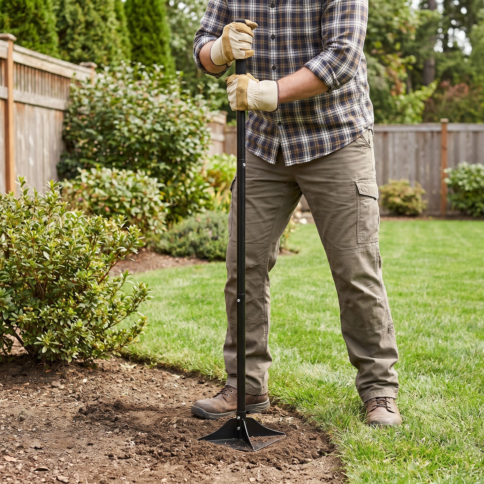 8″ x 8″ Inch Steel Ground Tamper, 48″ Heavy Duty Handle for Leveling Paver Base