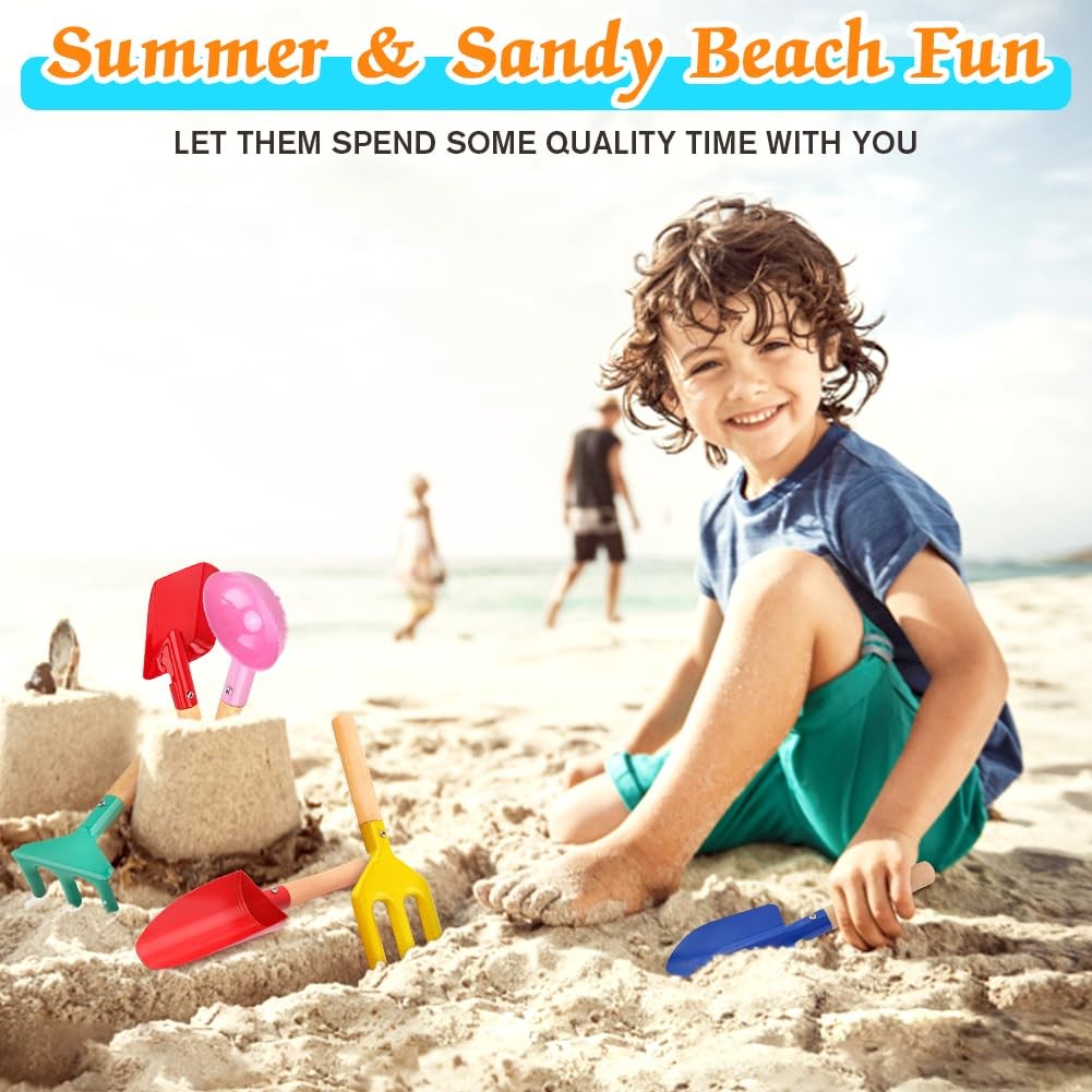 Kids Gardening Tools 6 Piece Metal Beach Sand Box Set Gardening Tools for Kids