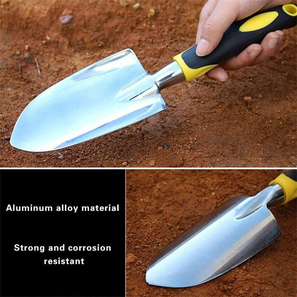 Yellow 11.8 In. Garden Trowel with Soft Rubberized Non-Slip Ergonomic Handle