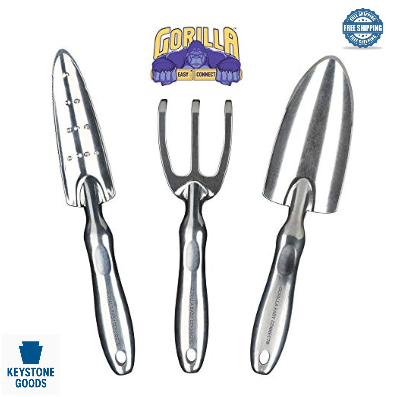 3 Piece Garden Tool Set Digging Transplant Trowel Cultivator Rake Cast Aluminum