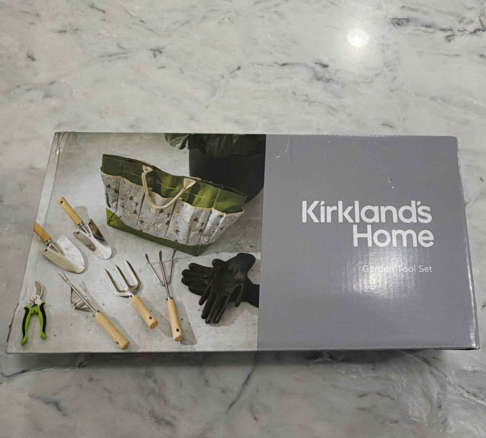 Kirkland’s Home 8-Piece Garden Hand Tool Set w/ Bag Pruner Trowel Green/Gray