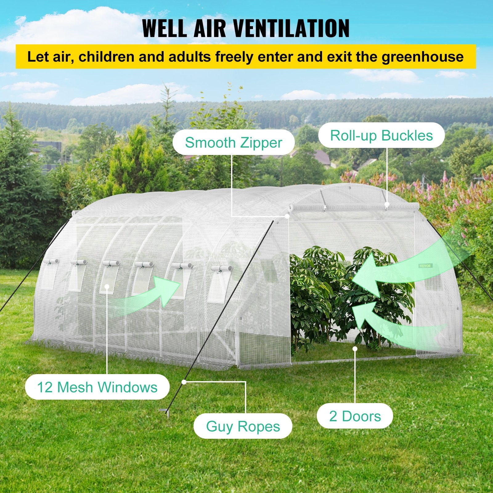 20 x 10 x 7 ft Walk-in Tunnel Greenhouse,Portable Plant Hot House with Galvanize