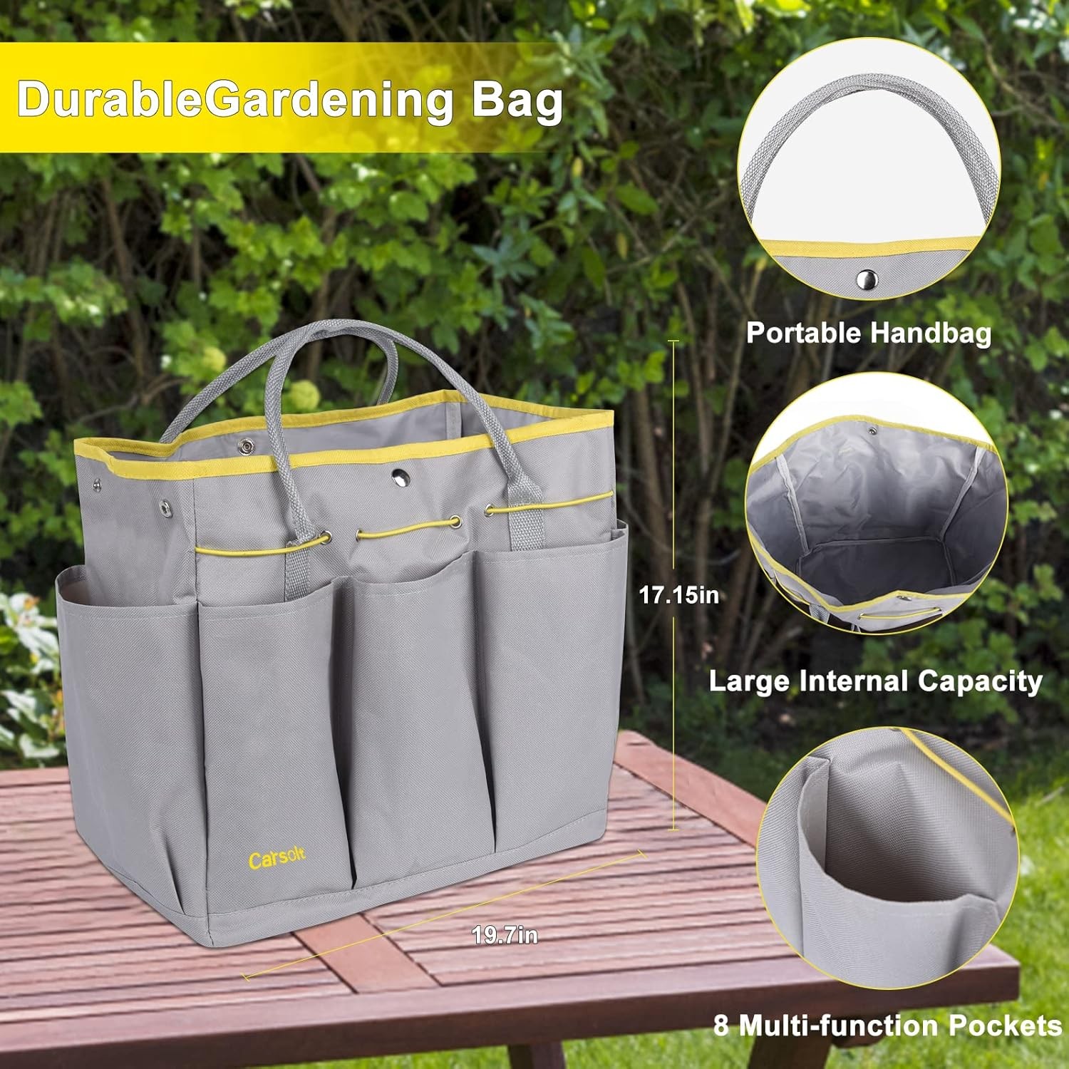Garden Tool Set, Carsolt 10 Piece Stainless Steel Heavy Duty Gardening Tool Set
