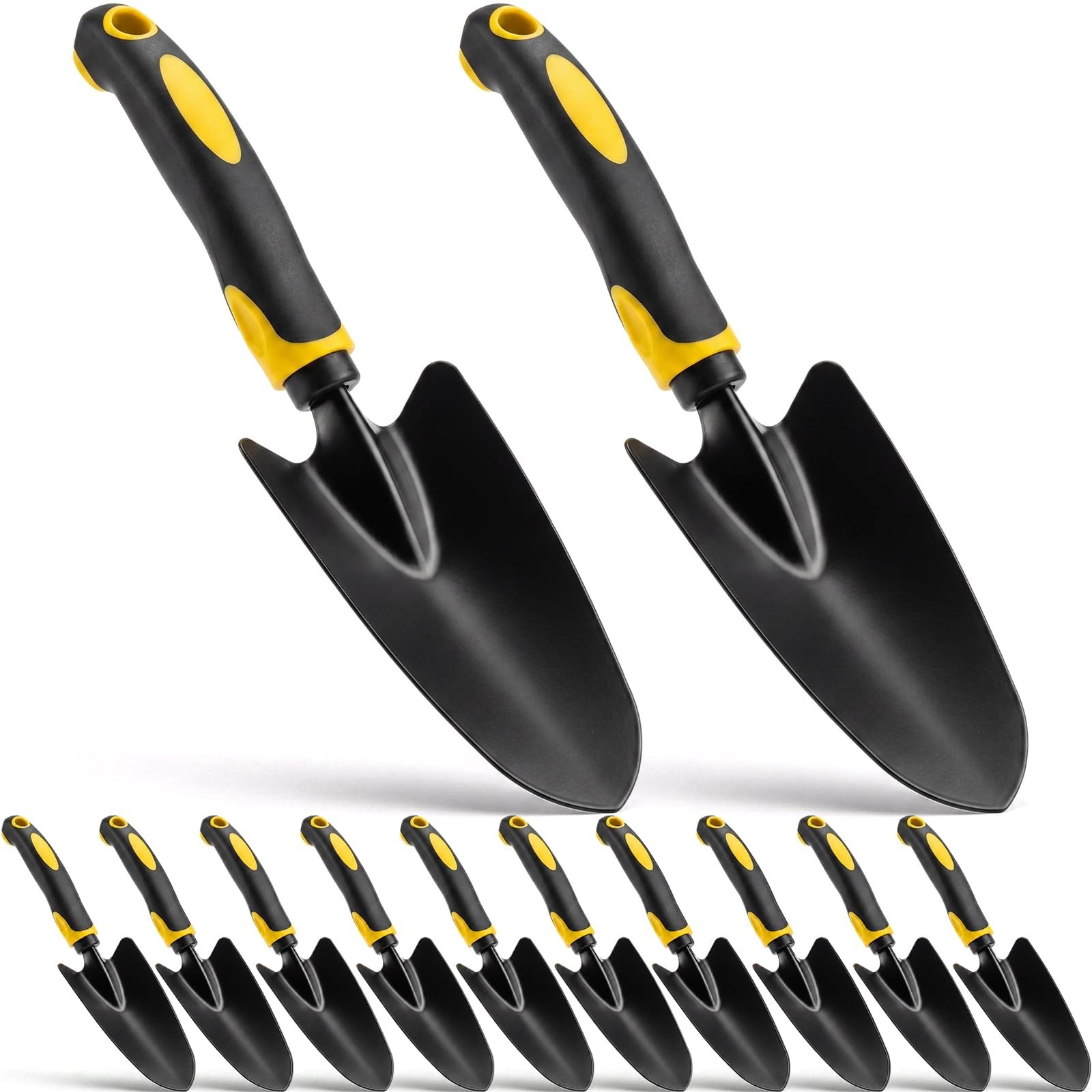 12 Pcs Heavy Duty Aluminum Garden Trowel Set – Metal Hand Shovels with Soft Grip