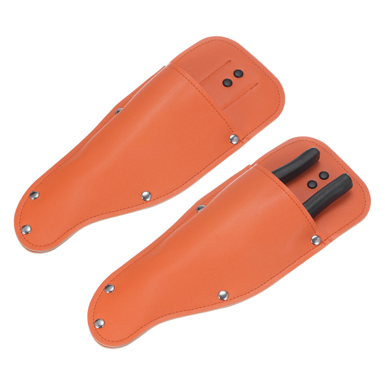 2-Pack Garden Pruner Sheath, Leather Pruning Shears Sheath Plier Holder [Orange]