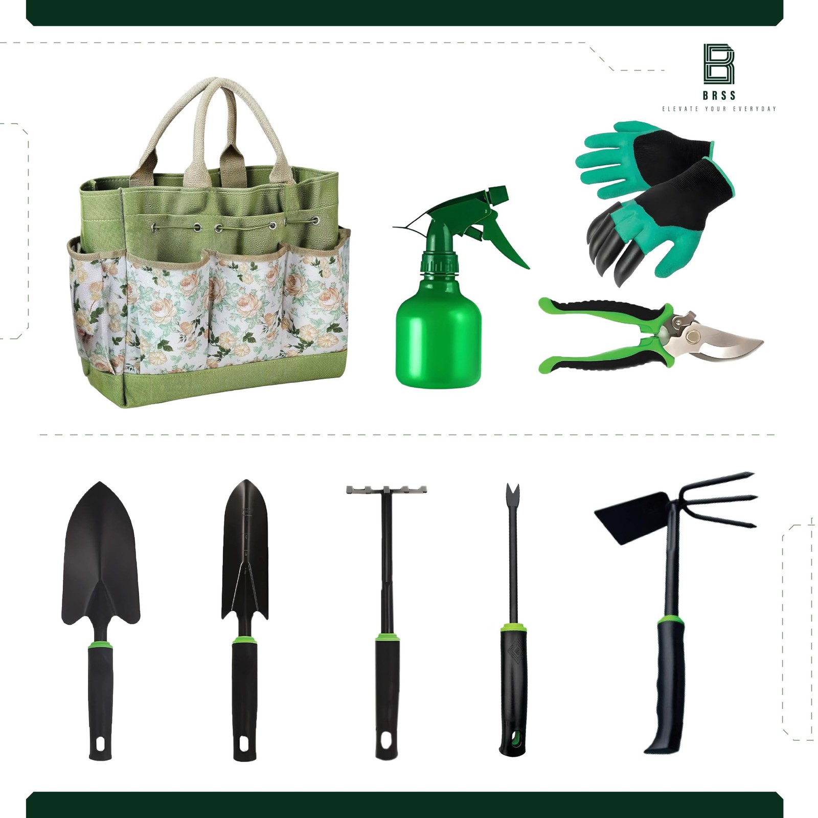 Gardening 9-Piece Heavy Duty Carbon Steel Gardening Tool Set – Rust-Proof, Er…