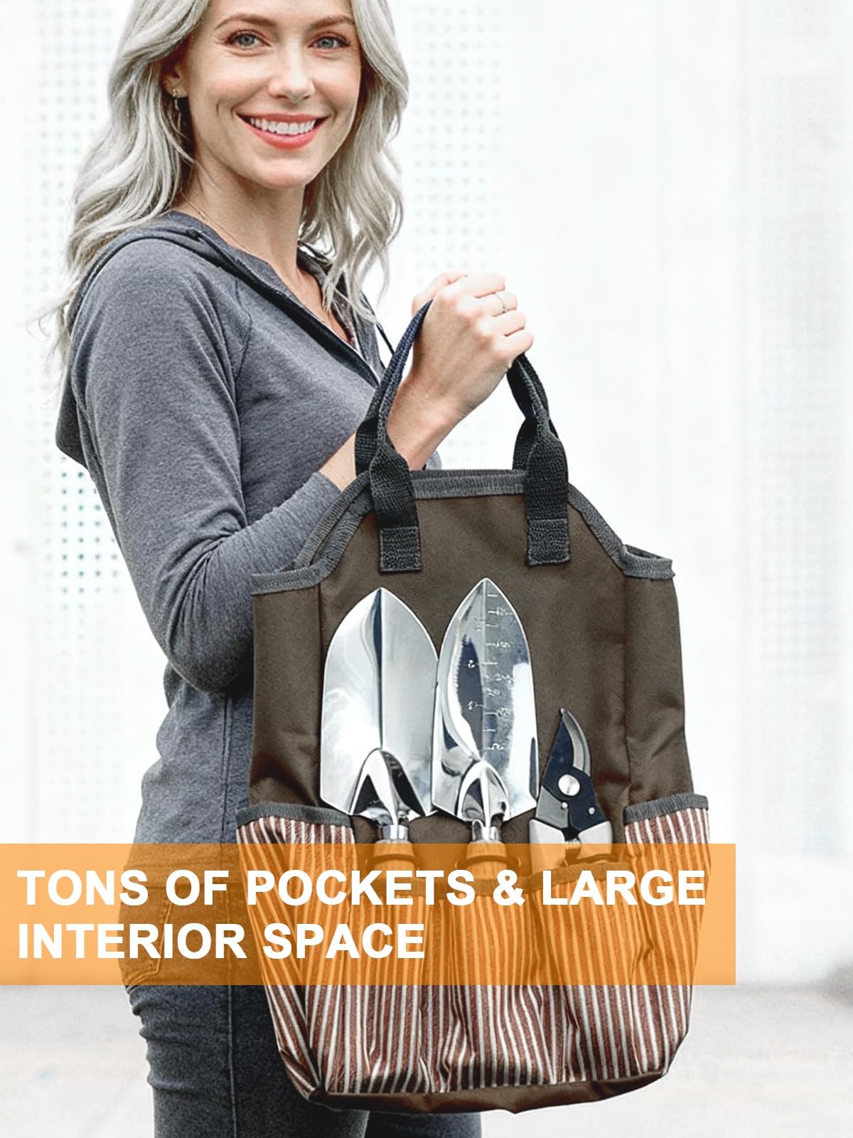 11 PCS Heavy Duty Stainless Steel Garden Tool Set Tote Bag Apron Ergonomic