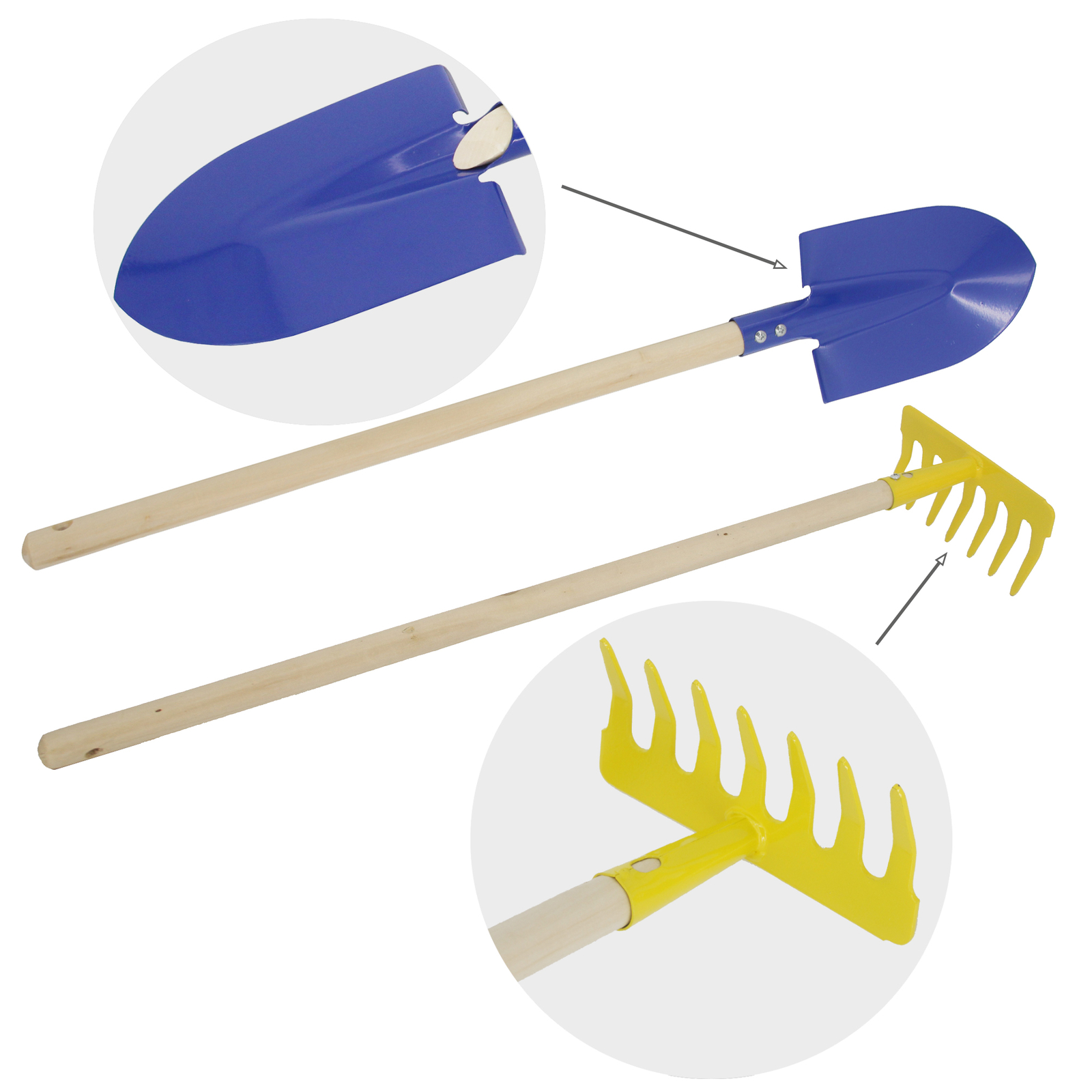 Kids Garden Tool Set 28″ Long Toy, Rake and Shovel Reduced size, 2-Piece