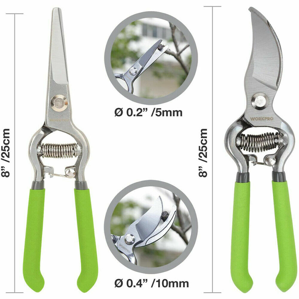 WORKPRO 2pcs 8″ Pruning Shears Set/Garden Tool Bag w/ 8 Pockets Garden Tool Kit