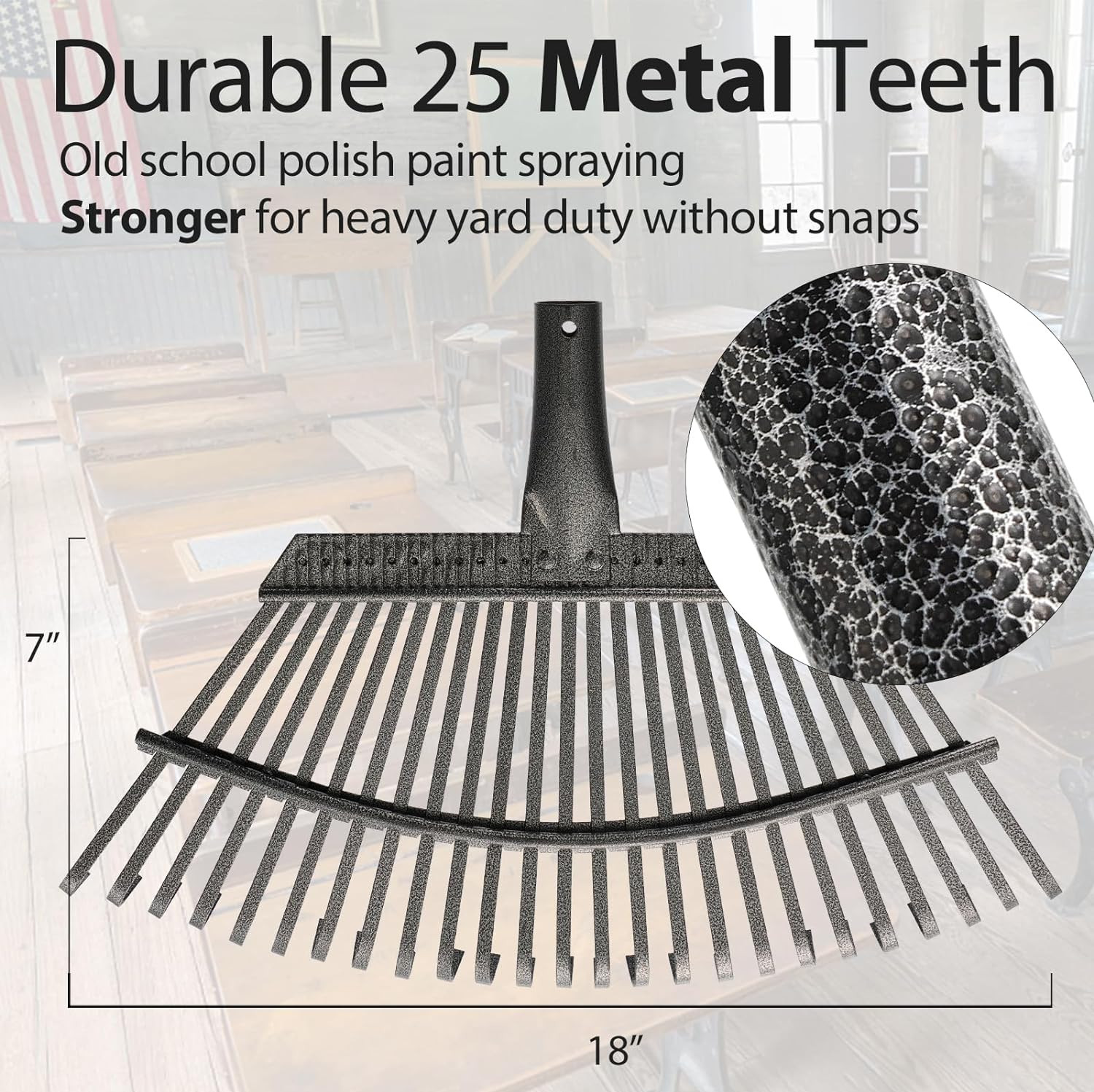 Strong Rack for Yard Lawn Shrub tree Leaves 25 Metal Tine 18″ W*72″ L handle