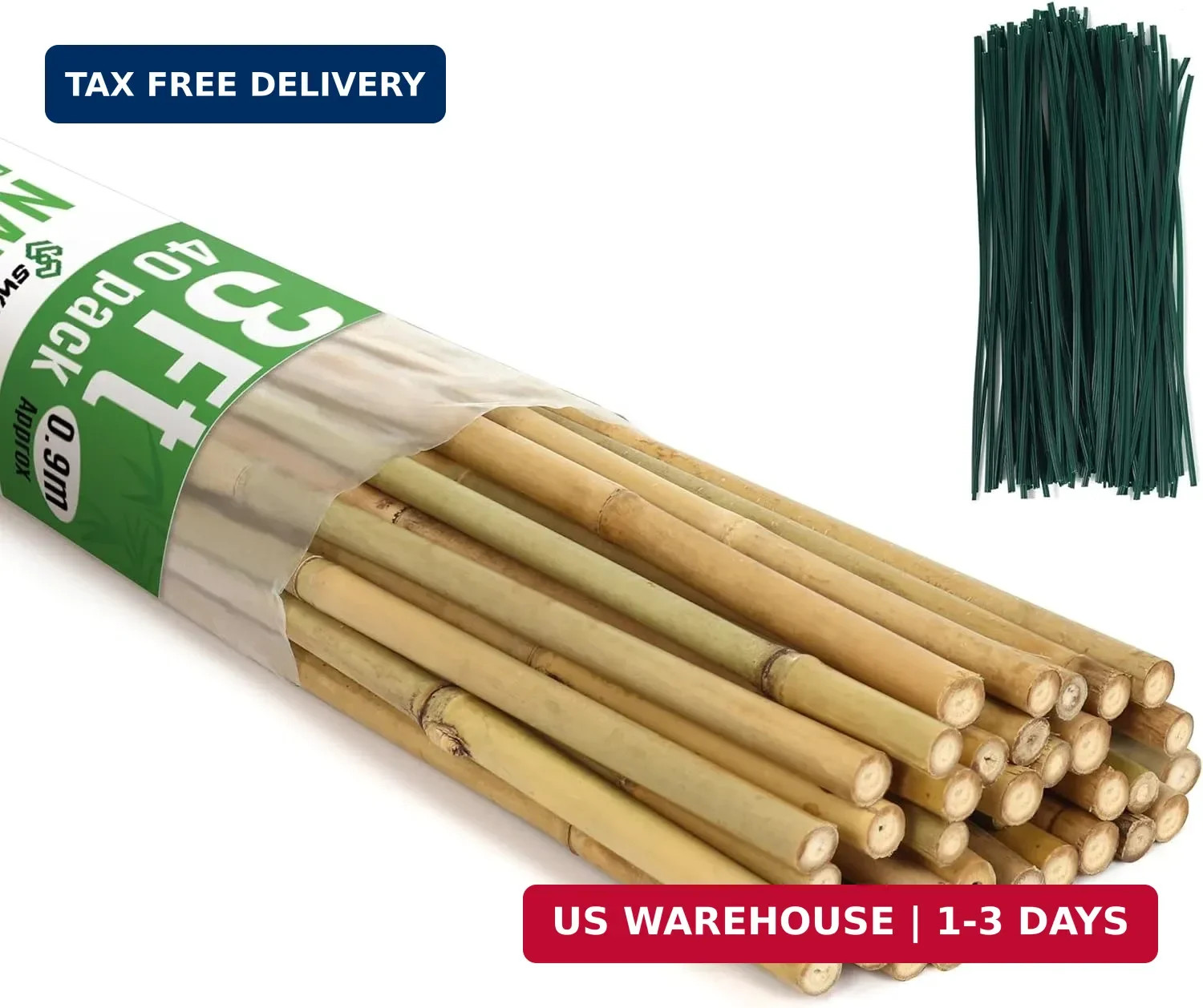 40 Pack Bamboo Stakes for Plant 3 Feet,Bamboo Sticks Plant Support Garden Stakes
