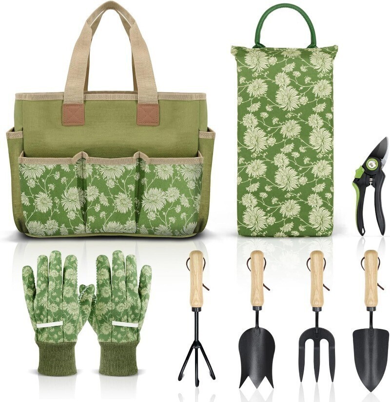 Home Garden Tools Set 8 Piece Heavy Duty W/ Wooden Handle Durable Women Men New