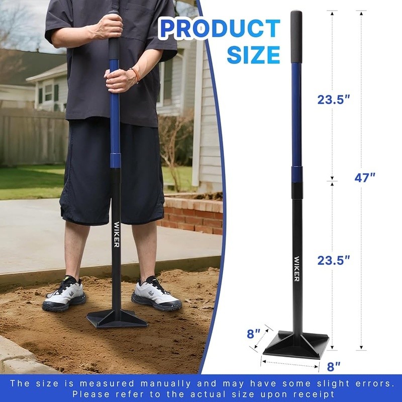 8×8 Inch Steel Ground Tamper, 48″ Heavy Duty Hand