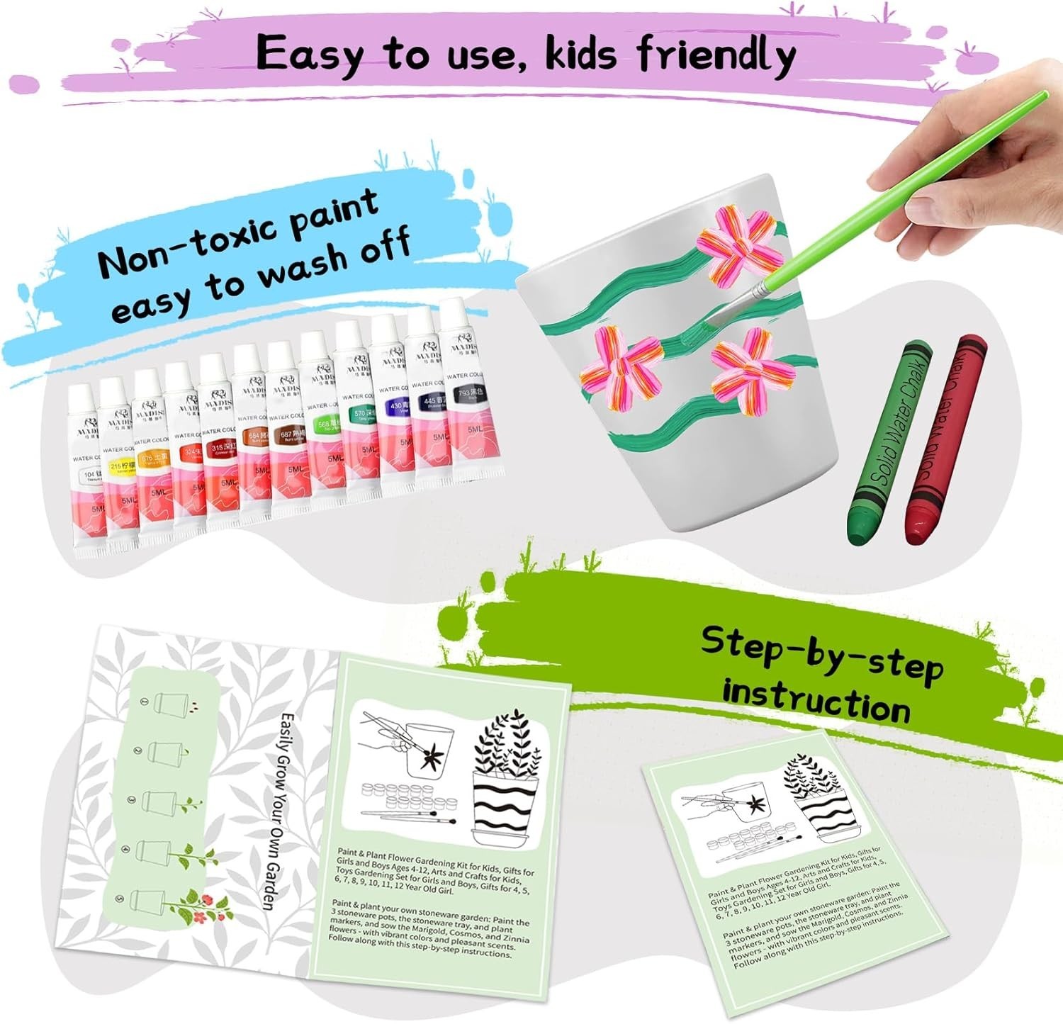 Delightful DIY Flower Pot Painting Kit for Kids – Complete Gardening Experience