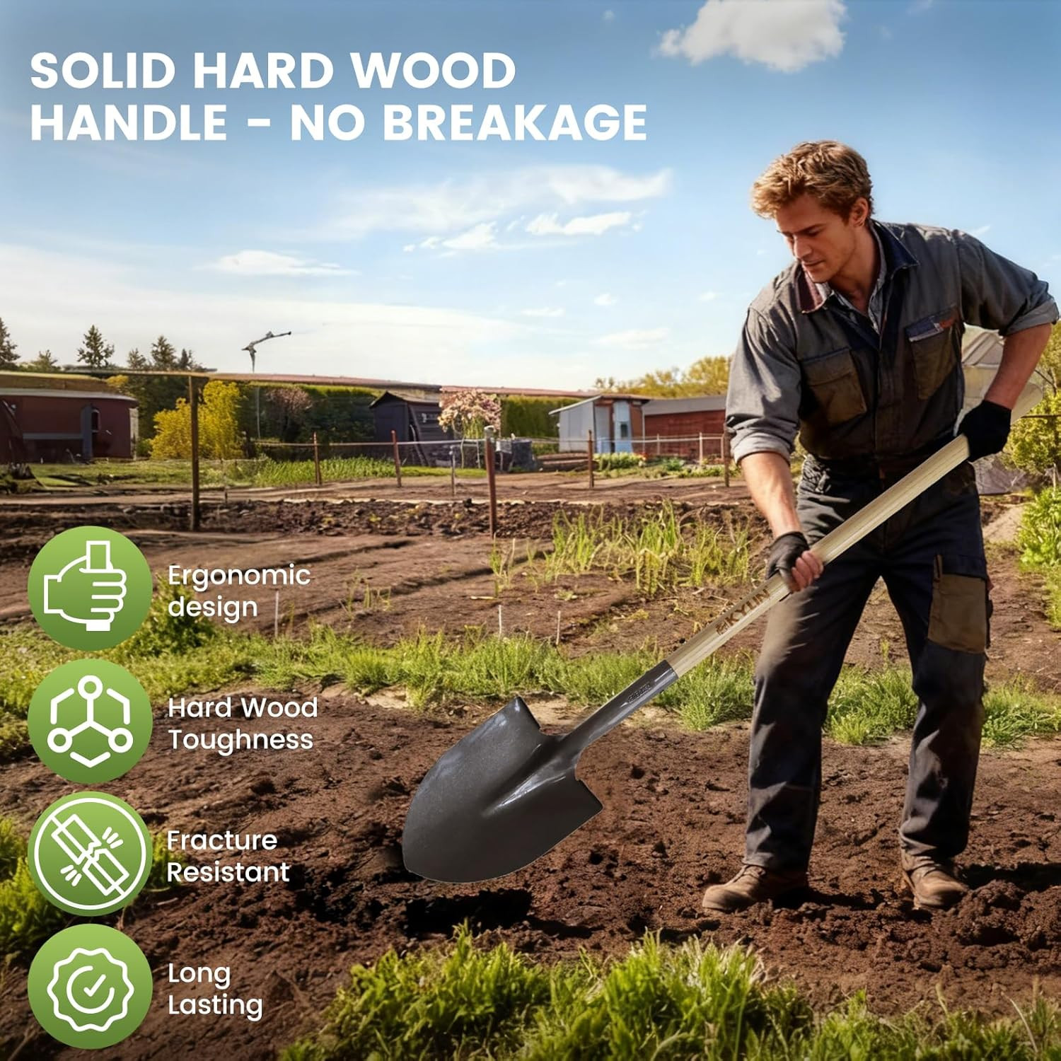 Multi-Purpose Garden Spade Shovels Set for Digging and Transfer with Durable Har