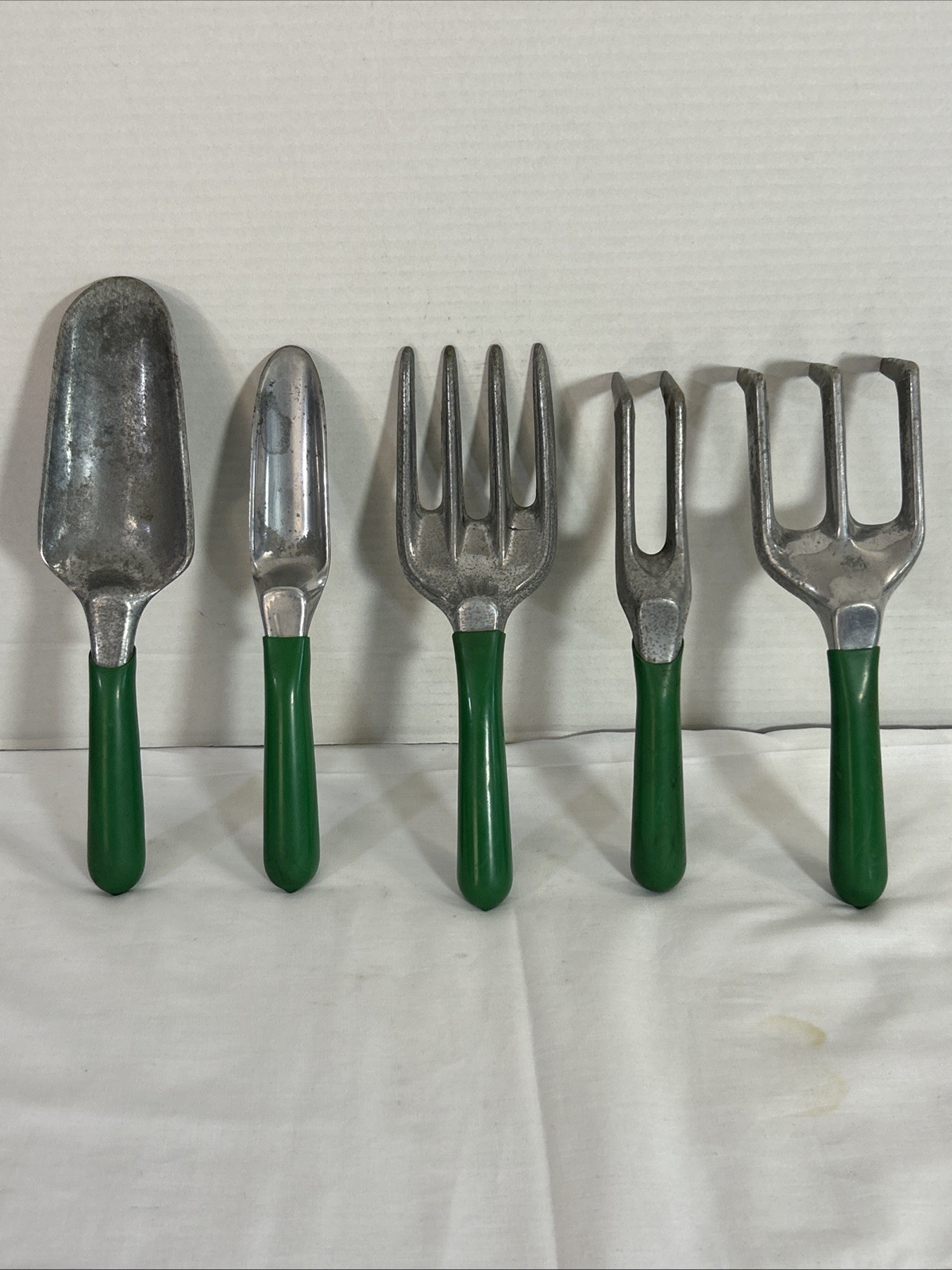 Vintage 5 Piece Allen Simpson Garden Hand Tools Cast Aluminum Green Handle