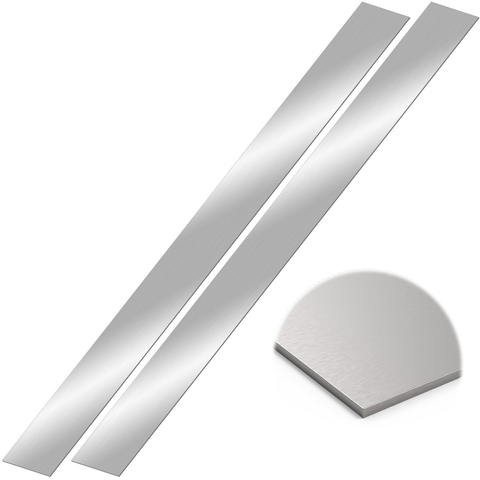 2 Pcs 304 Stainless Steel Sheet Metal Gap Filler Trim Strip 30″x 1″x 0.04″ Thic