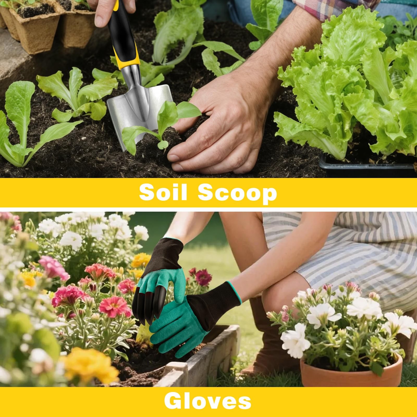 7 PCS Yellow Ergonomic Gardening Hand Tool Set Aluminum Alloy Ideal Gift