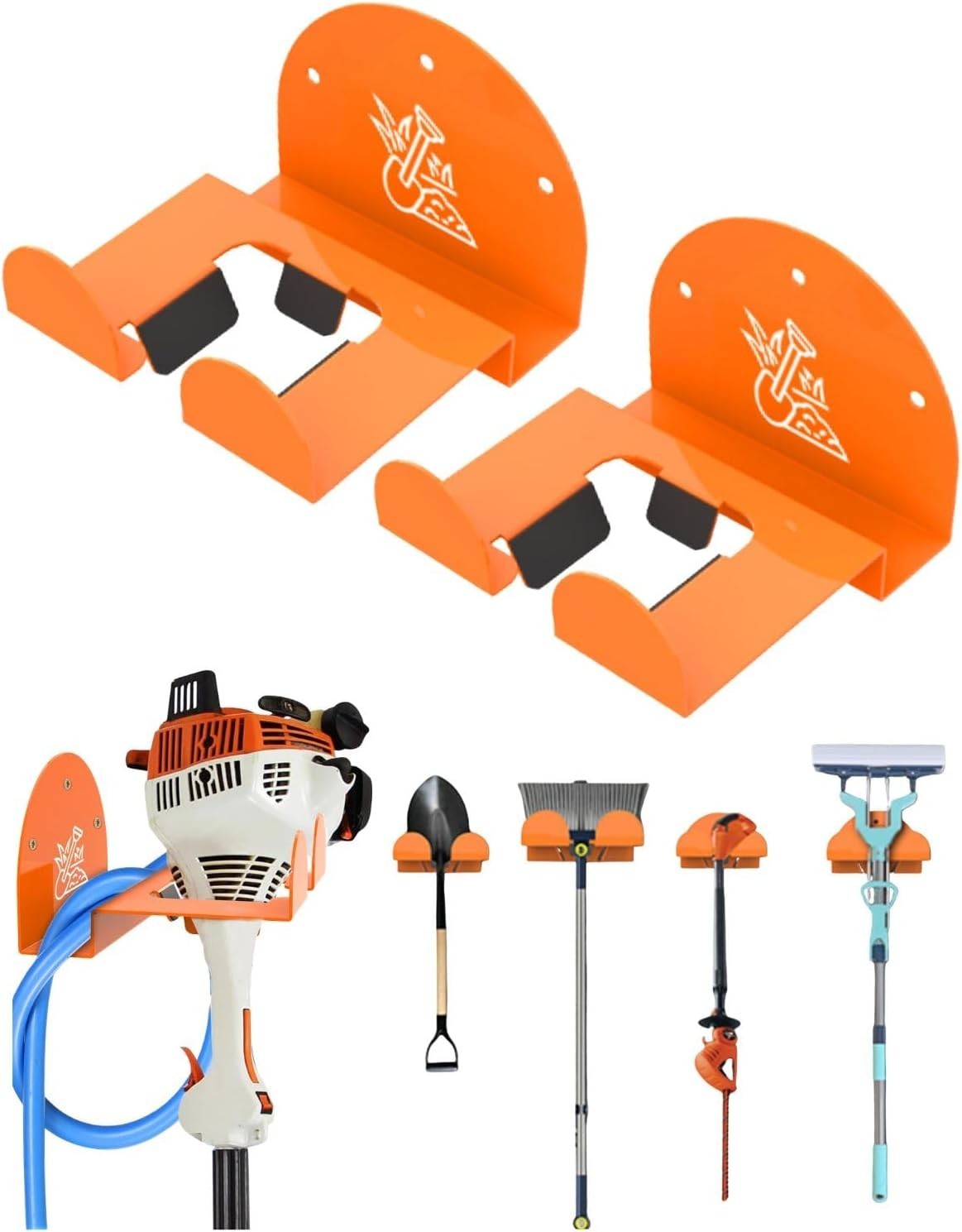 Weedeater Rack & Snow Shovel Hanger 4 Pack 180LB Heavy-Duty Alloy Steel Wall
