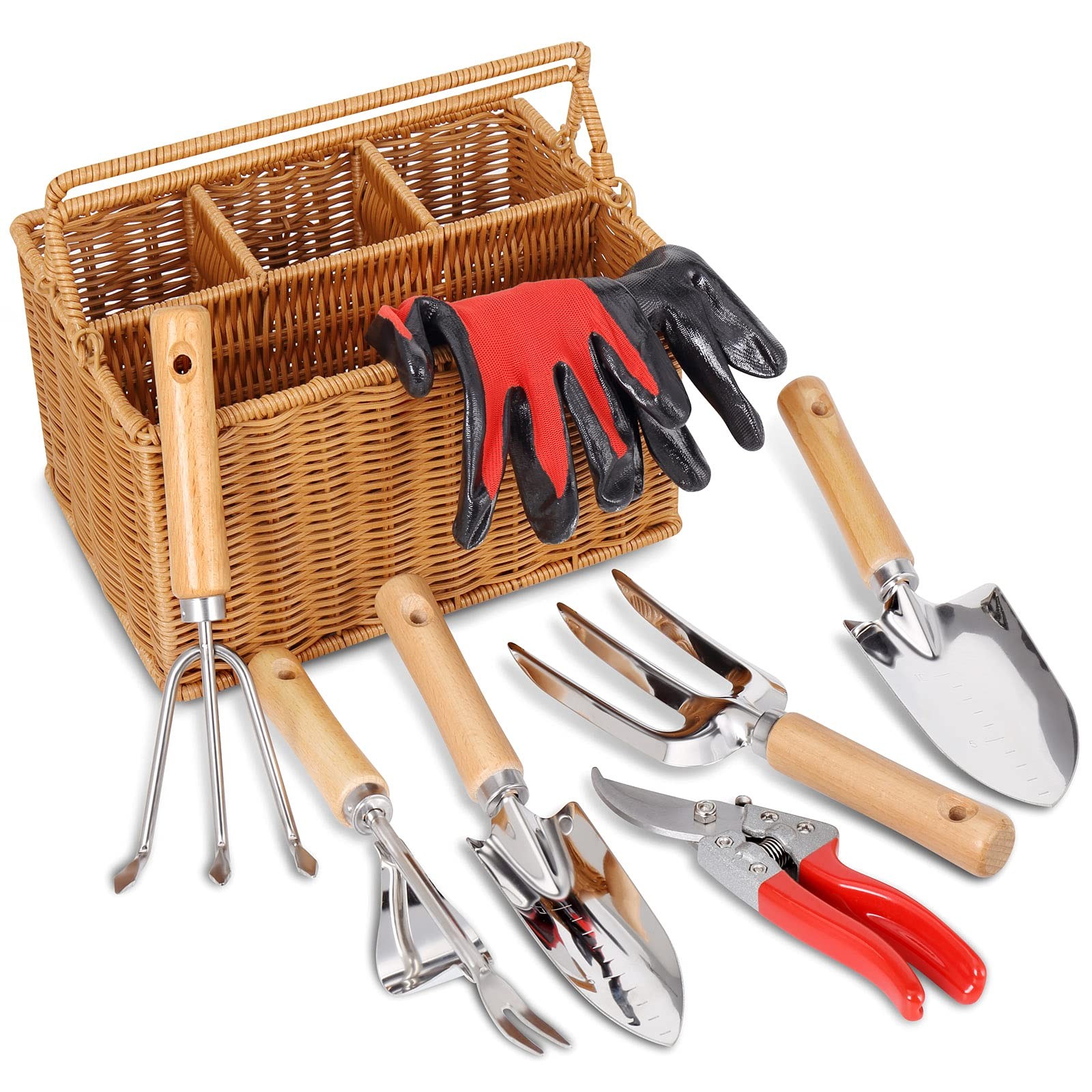 Garden Tools Set with Basket, Heavy Duty Stainless Steel Gardening Hand Tool …