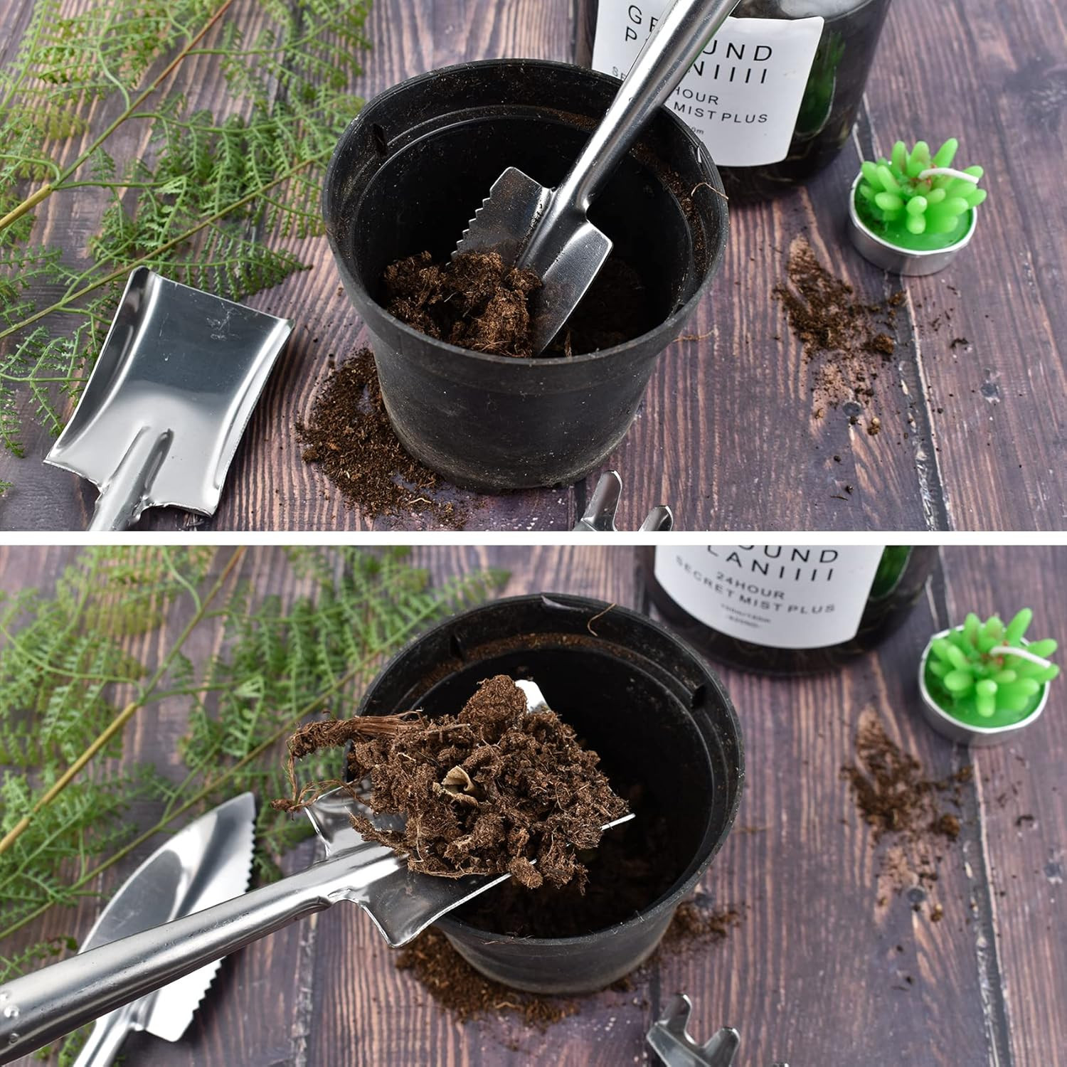 3 Pieces Mini Garden Tools Set, Stainless Steel Shovel Rake Spade Gardening Kit