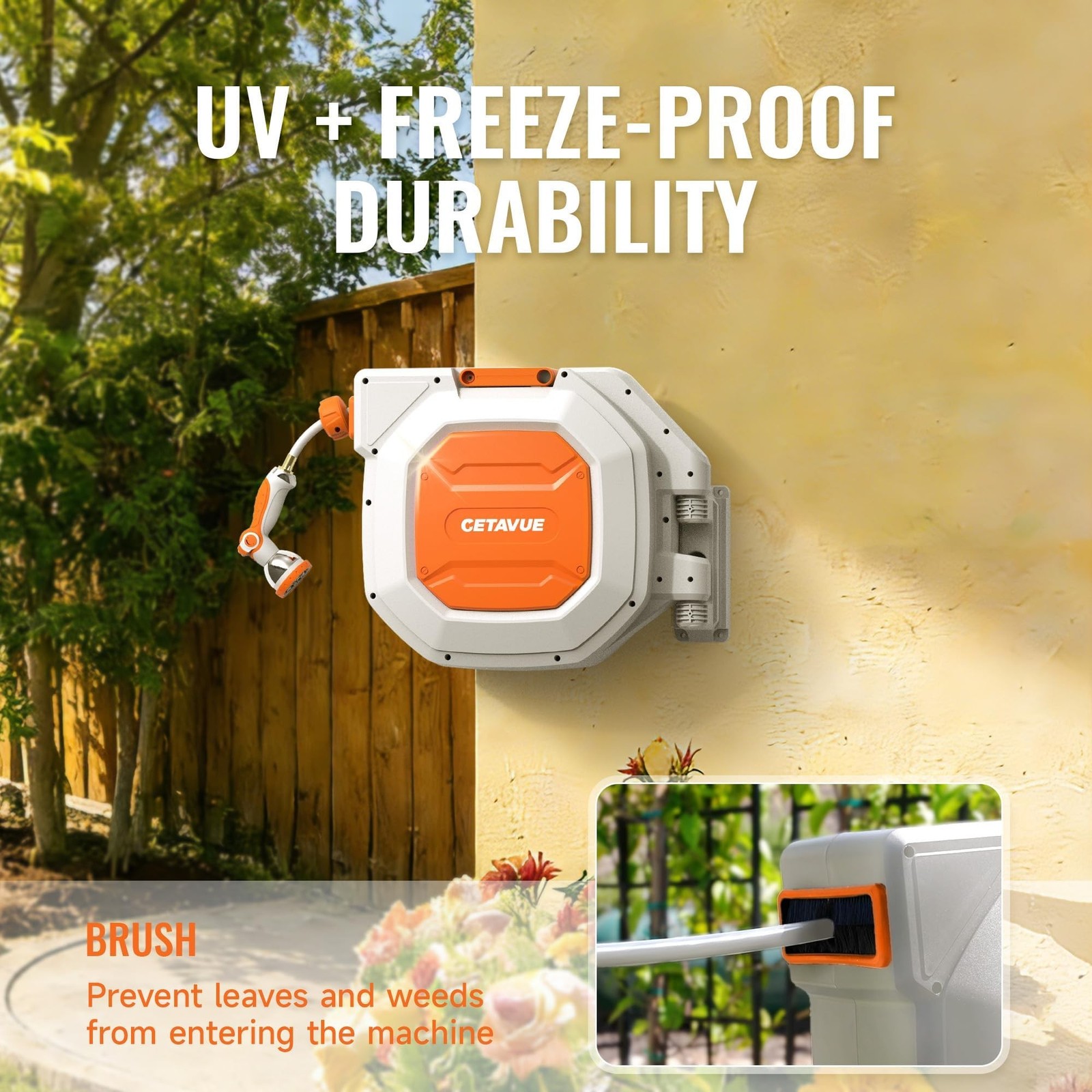 Retractable Garden Hose Reel 1/2 inch x 150 ft,Wall Mounted Heavy Duty Garden…