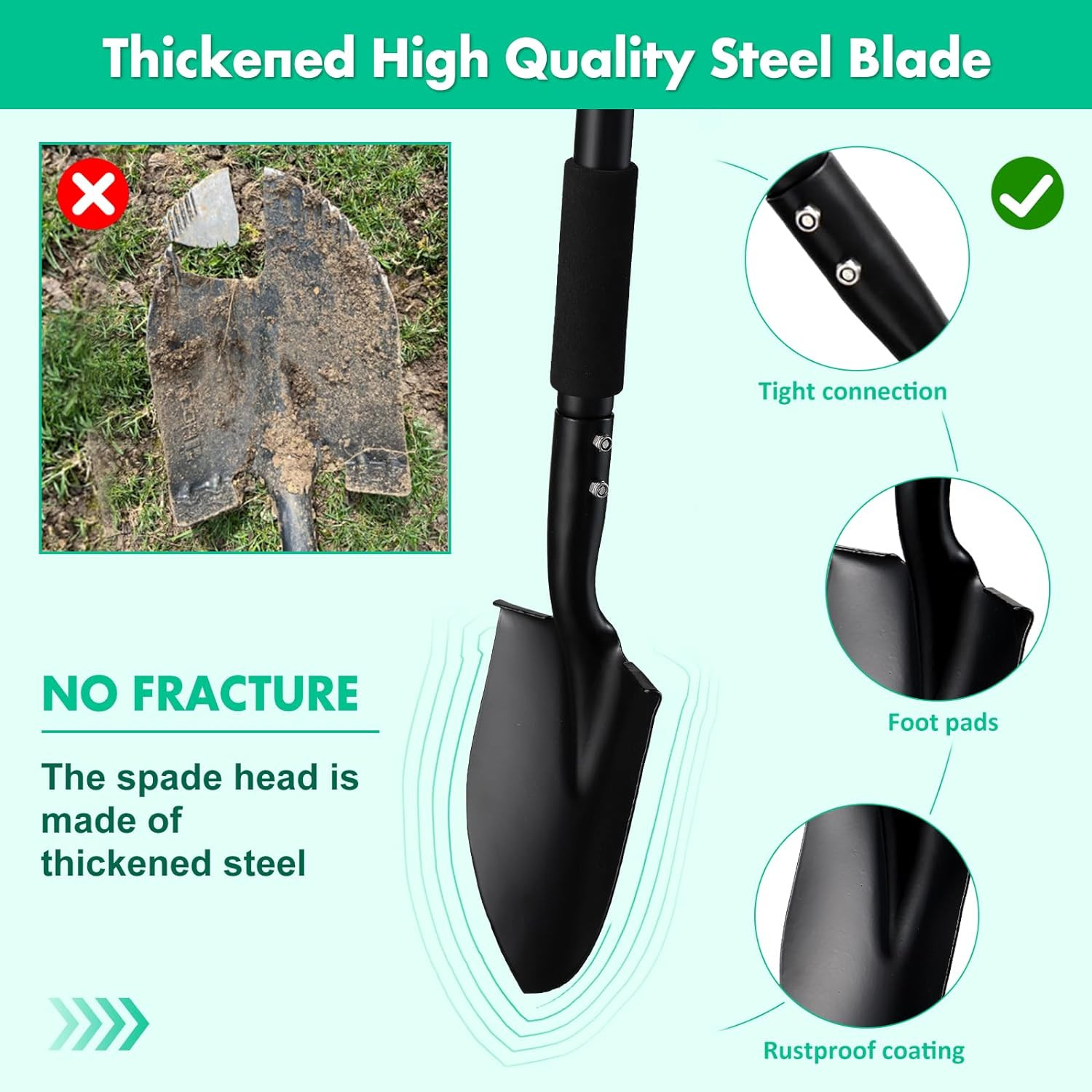 Garden Shovel with Big Grip 31″ Handle Metal Strong Shovel Spade for Dig / Trim