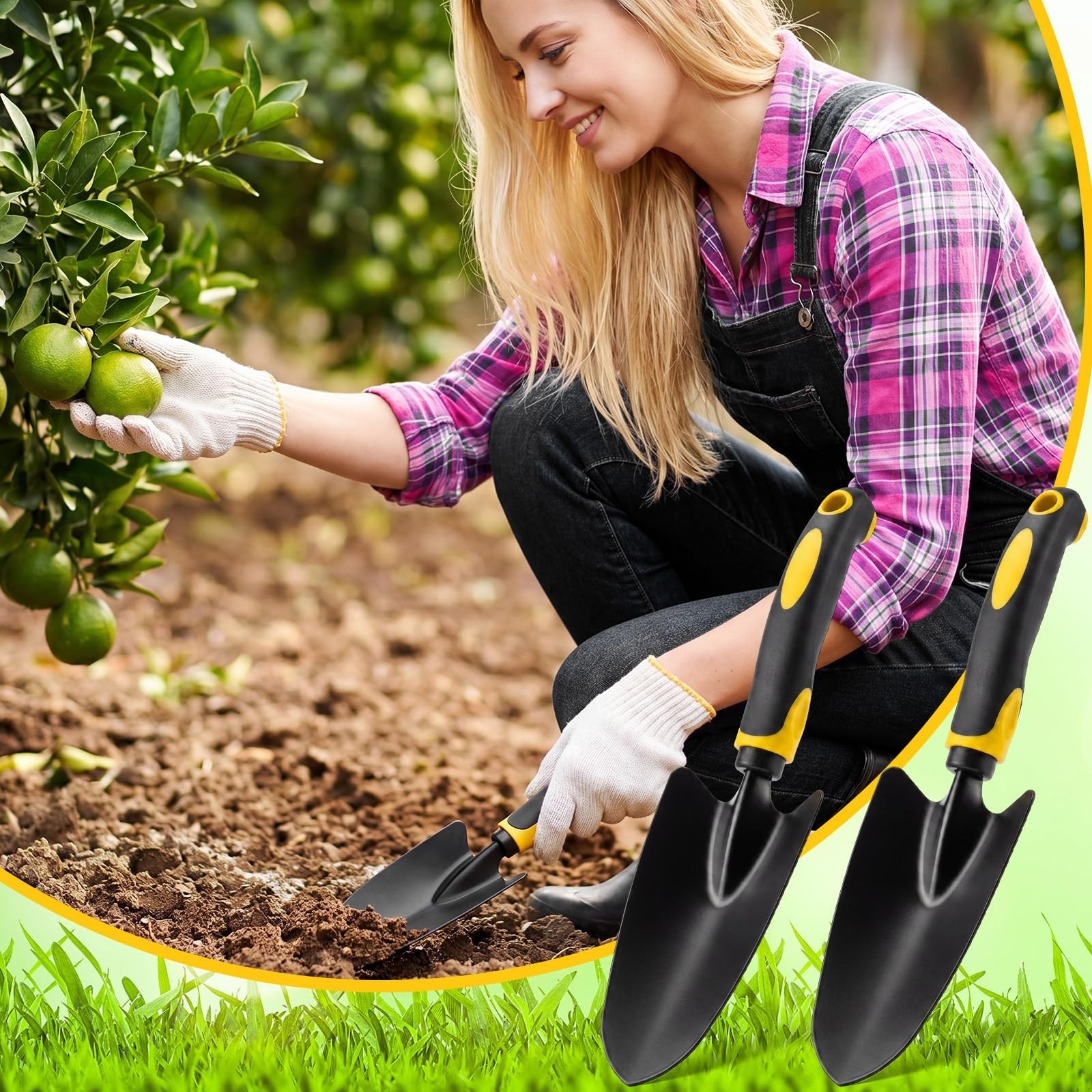 12 Pcs Heavy Duty Aluminum Garden Trowel Set – Metal Hand Shovels with Soft Grip