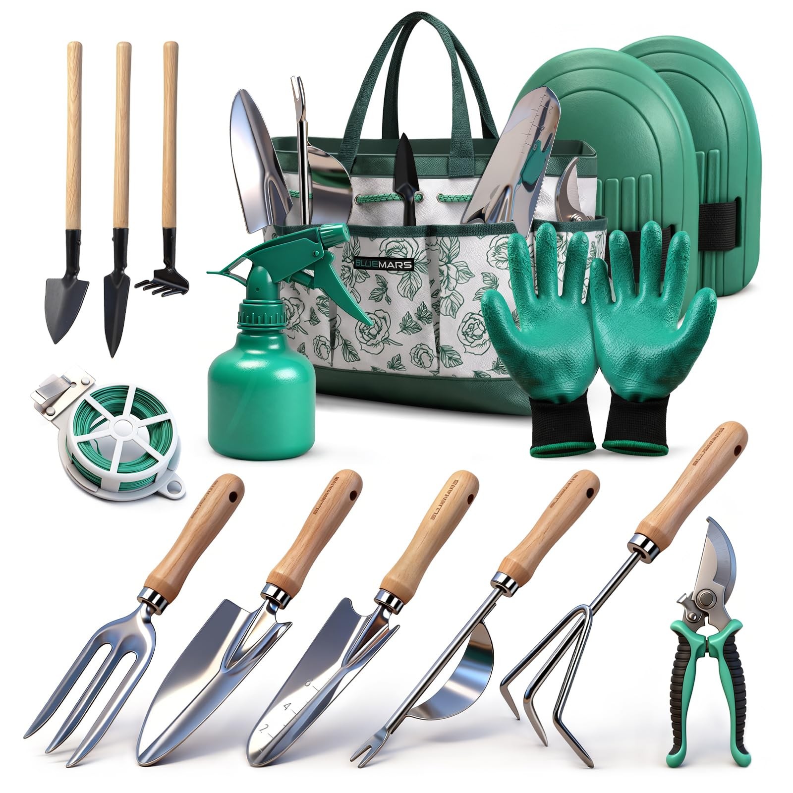 Gardening Hand Tool Kit 14pcs Heavy Duty Stainless Steel Garden Tool Set With Fl