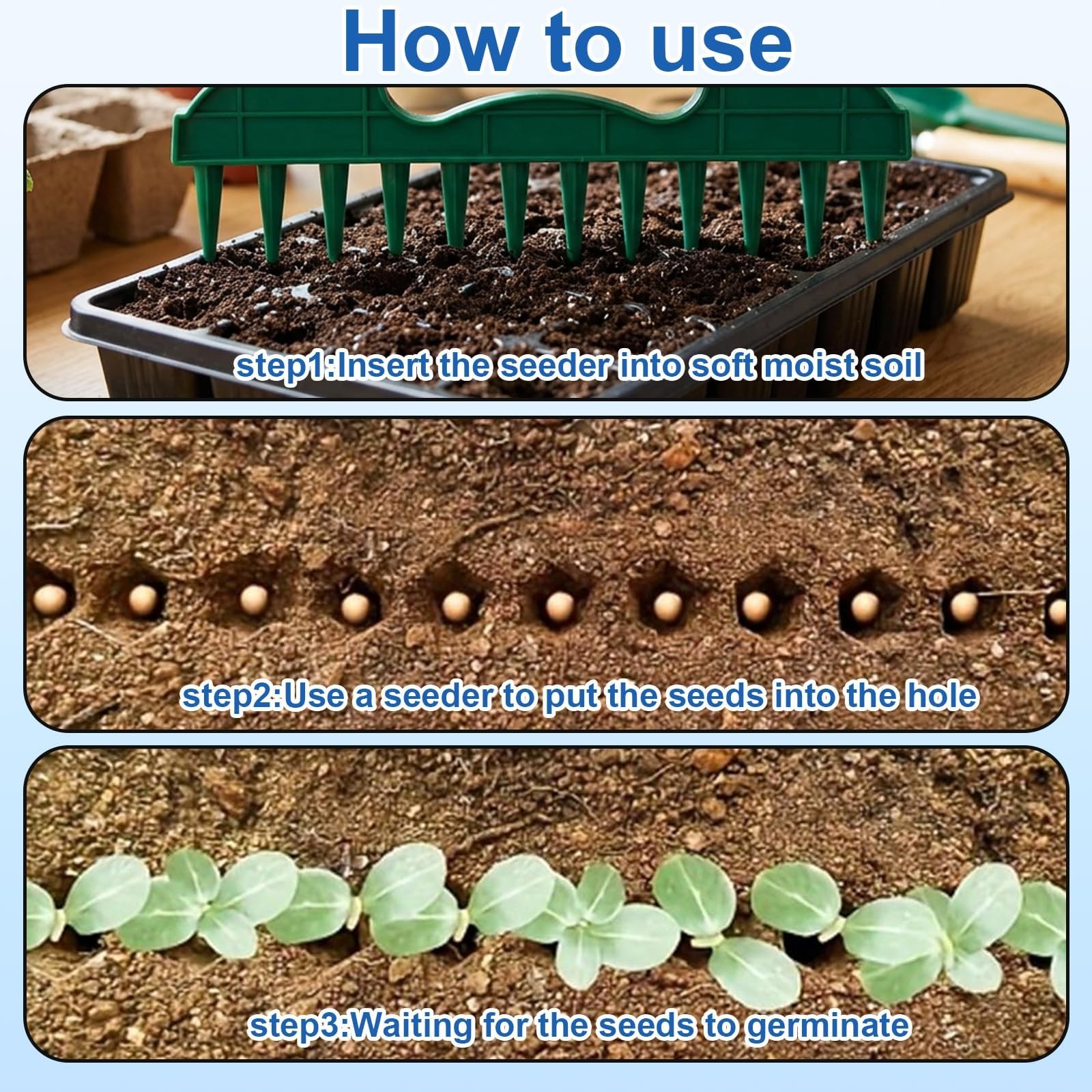 7-Piece 10inch Spacing Set, Planter Tool, Handheld Gardening Tool with Adjust…