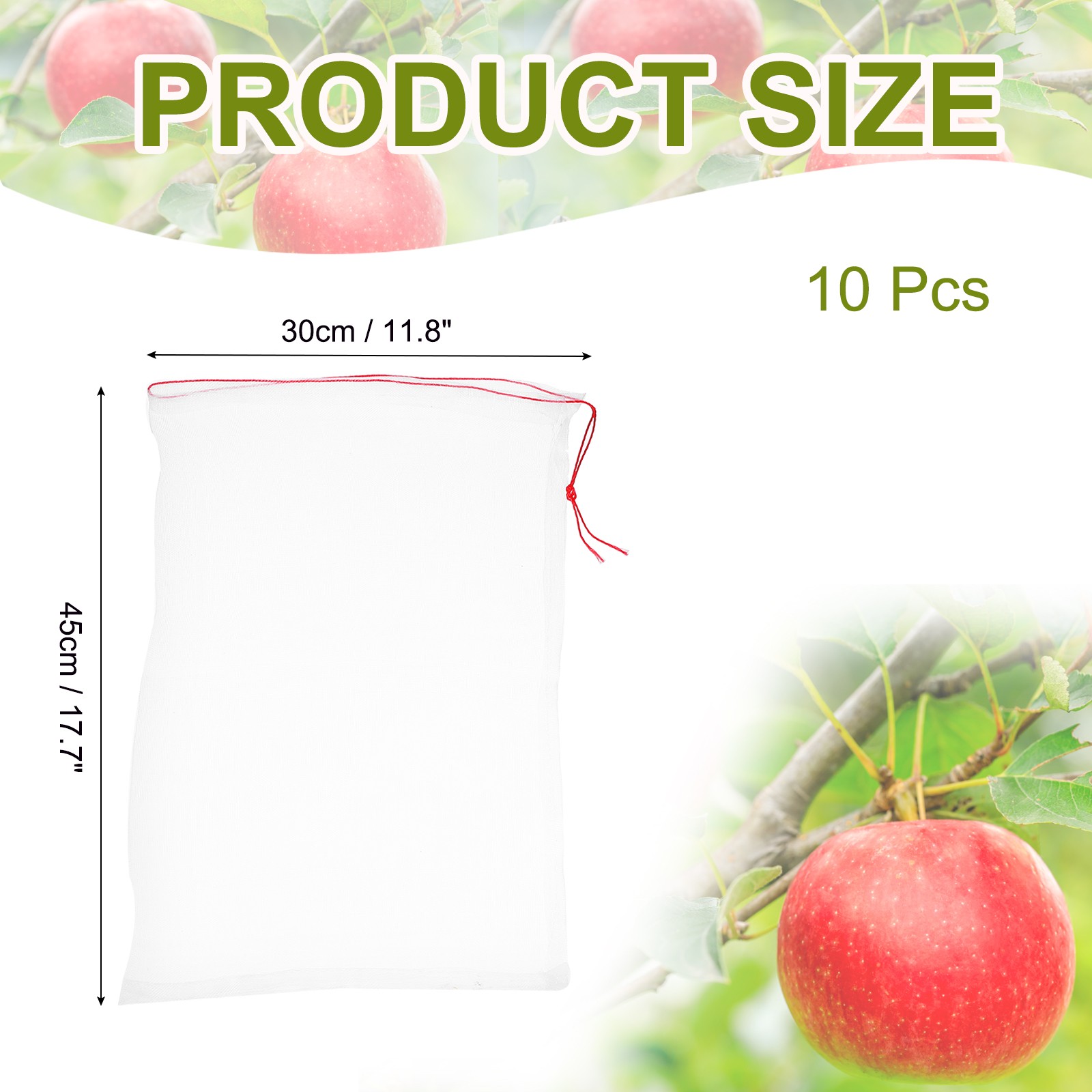 10Pcs Mesh Net, Netting Bags 17.7×11.8 inch 40D Garden Mesh Netting White