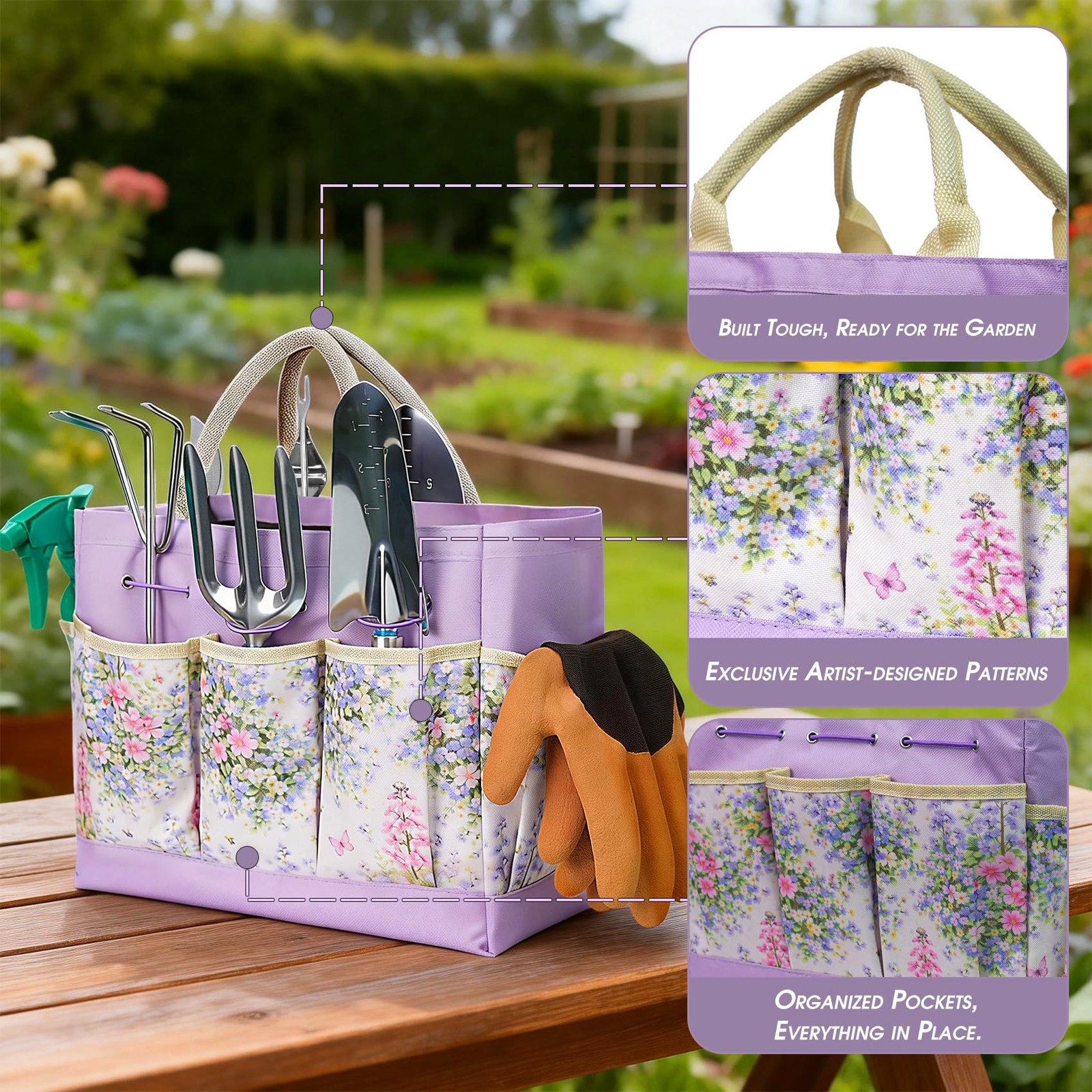 10 PCS Garden Tool Set Stainless Steel Hand Tools Tote Bag Essentials Gifts