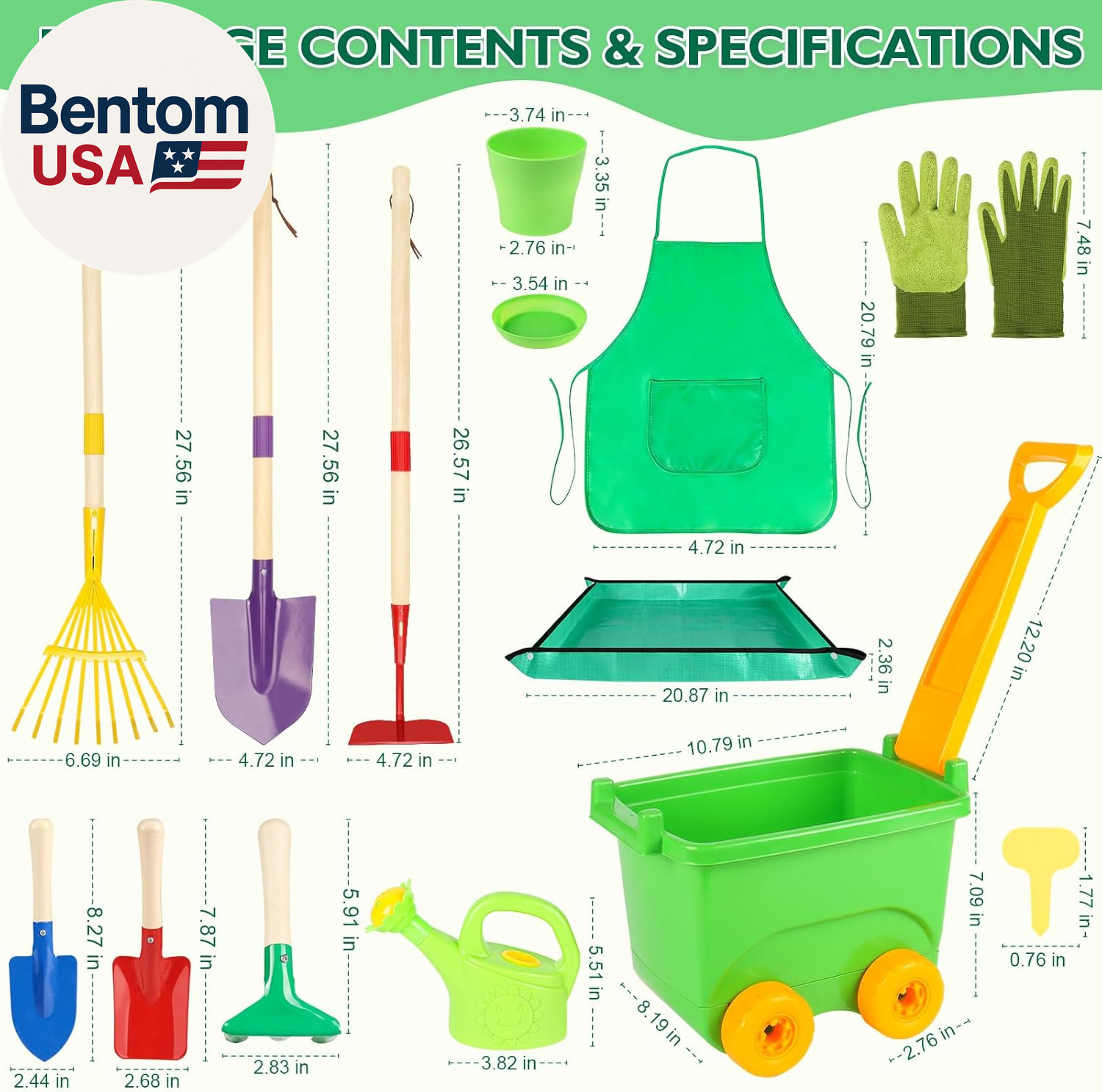 Kids Gardening Set, Outdoor Toys with Wheelbarrow and Kids Garden Tools, Toddler