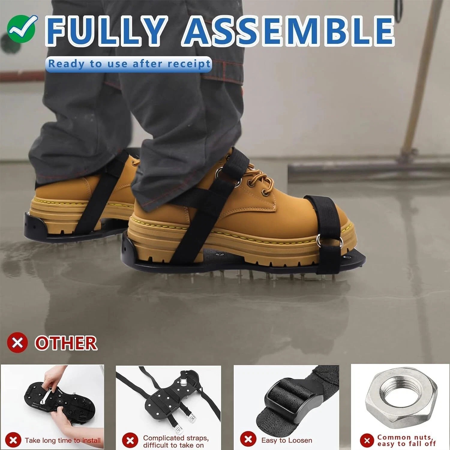 Epoxy Shoes, Fully Assembled Gunite Spiked Shoes with 3/4″ Short Spikes for