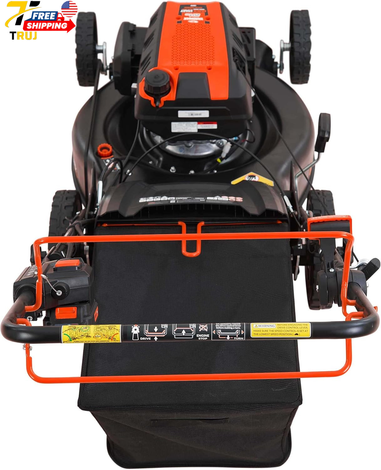 3 in 1 Gas Walk Behind Self Propelled Lawn Mower 24in 201cc Electric Start Selec