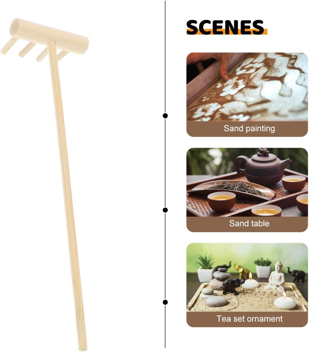 8Pcs Mini Bamboo Zen Garden Rake Set for Meditation and Tabletop Sand Garden Dec