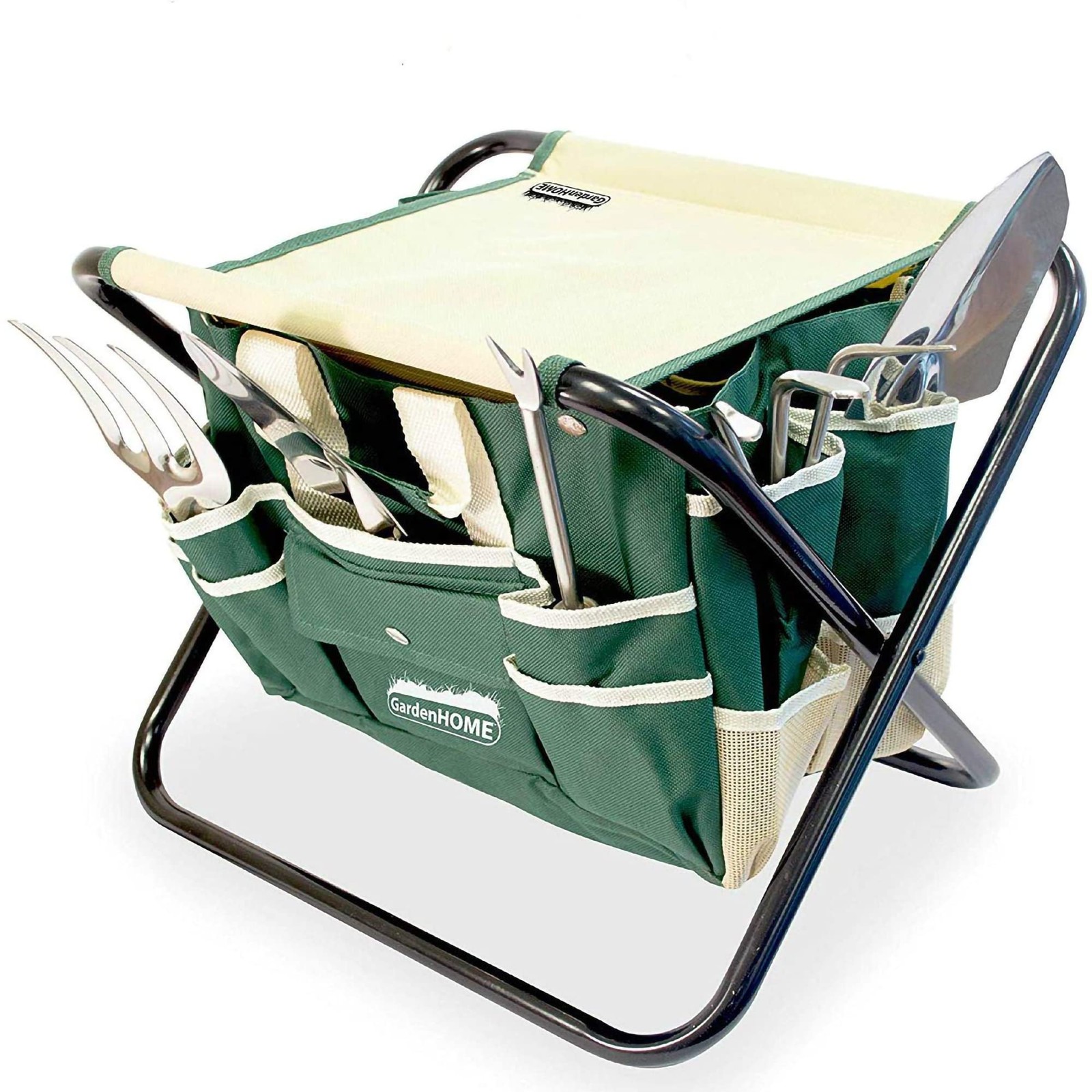 7-Piece Gardening Tool Set – Stainless Steel Tools, Stool & Tote for Gardeners