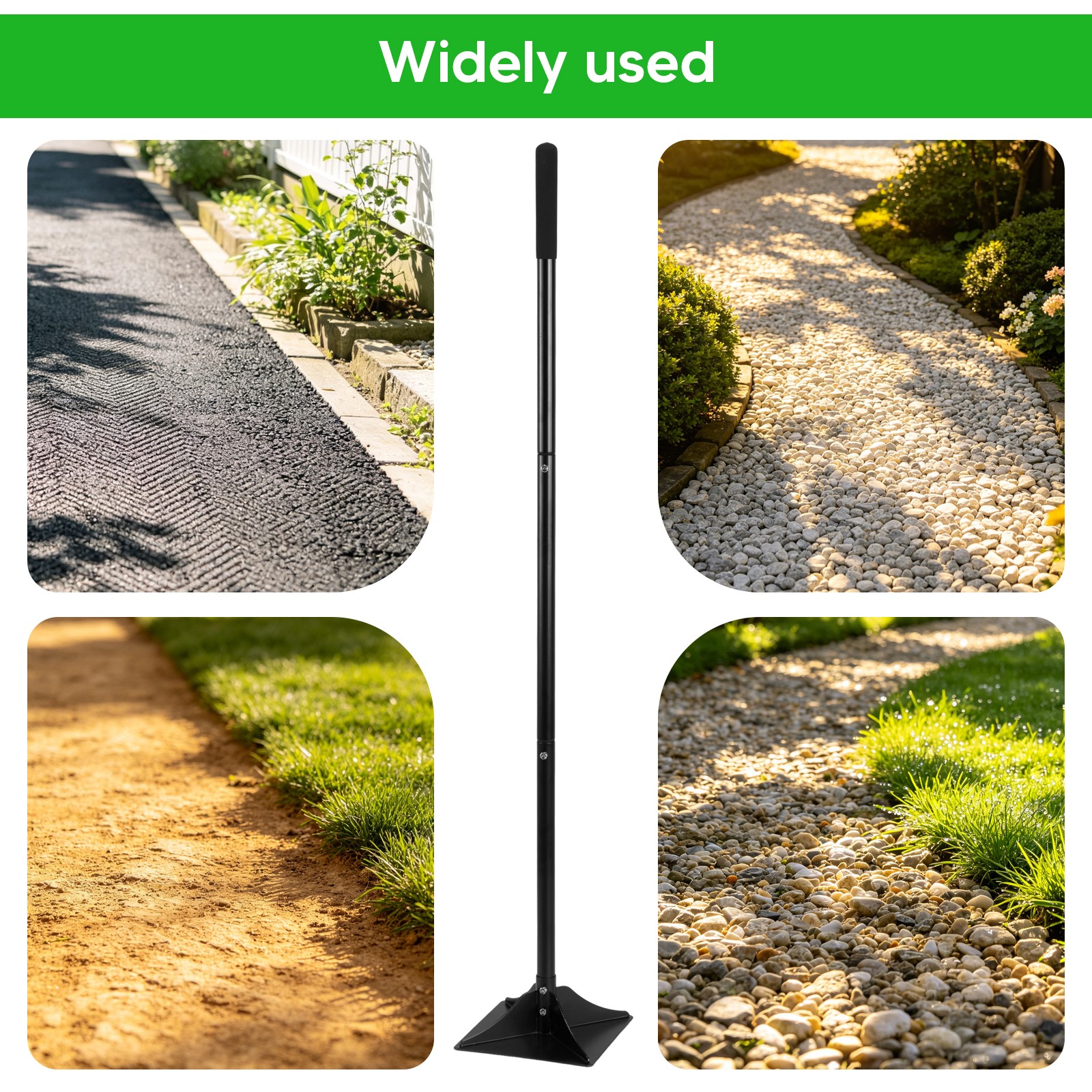 8x8in Detachable Steel Garden Tamper with Comfortable Rubber Grip Manual Garden