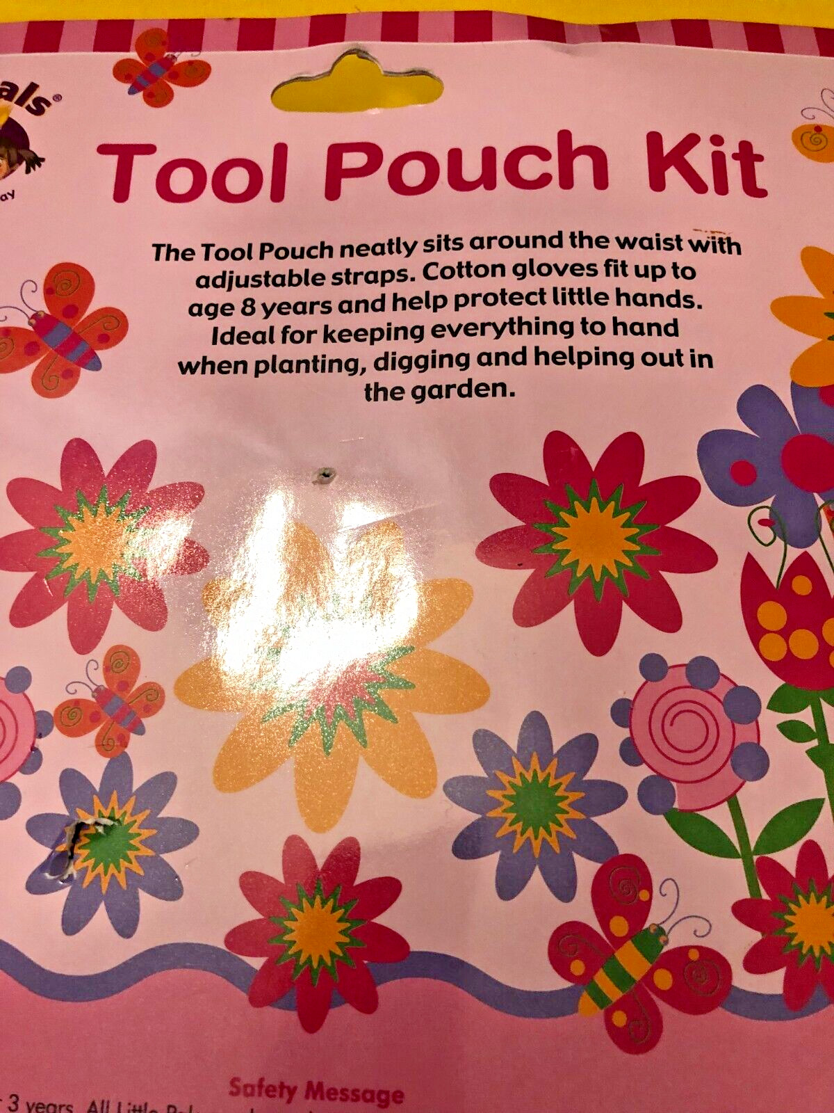 New Kids Gardening Tool Belt Pouch Set ~ Toddler Gloves Metal Rake Spade