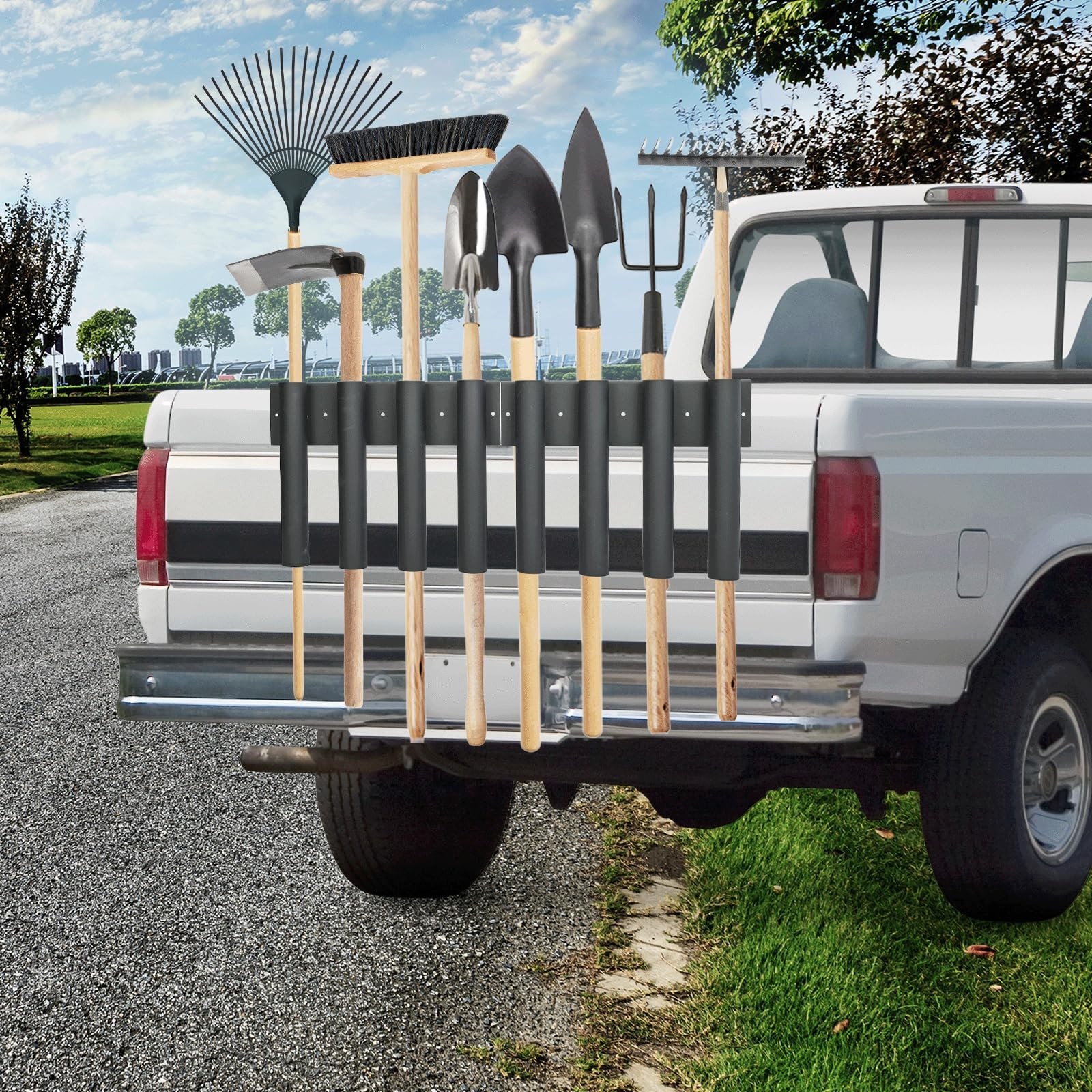 mopam Shovel Holder for Truck Landscape Hand Tool Rack with 8 Holes in 2 Grou…