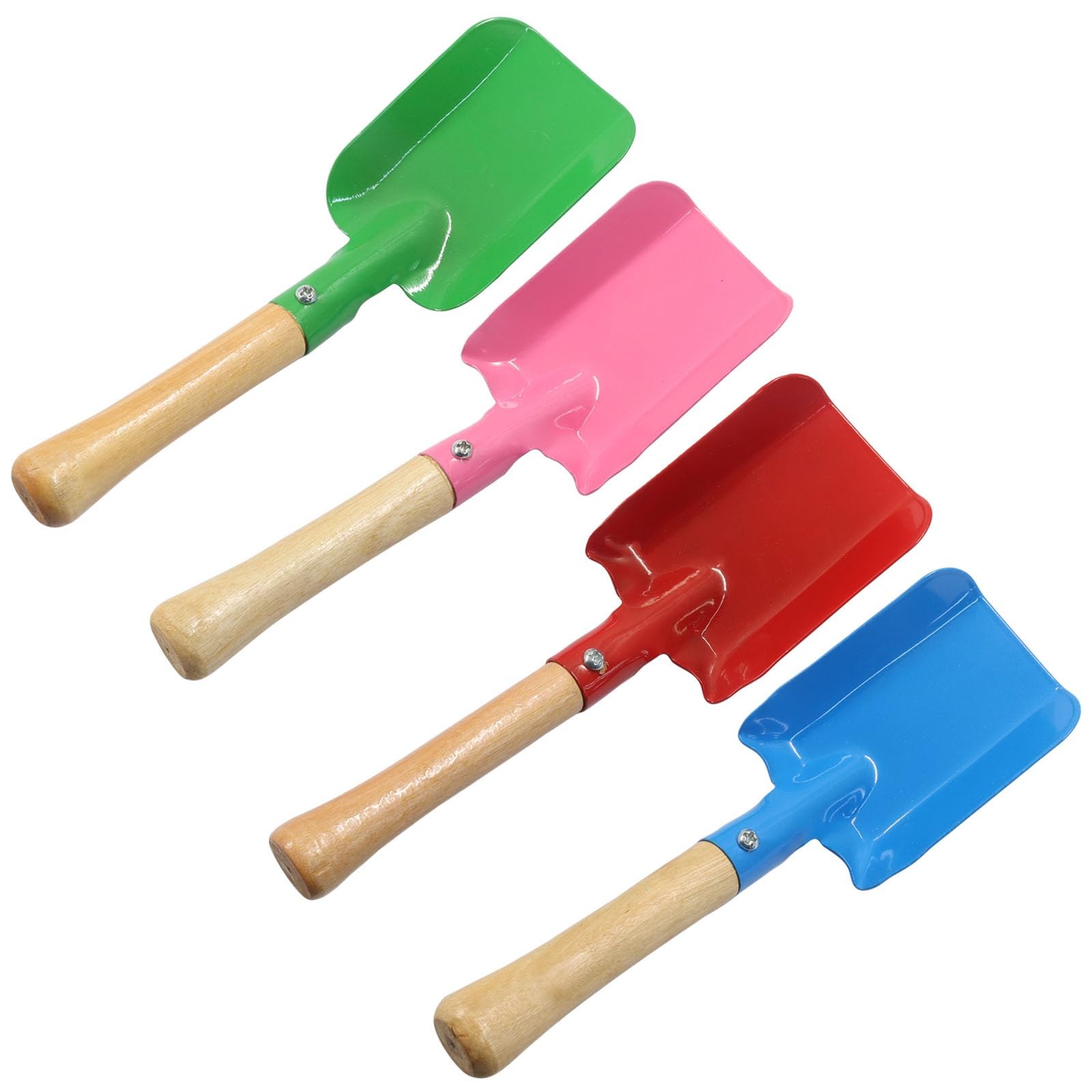 4 Pack Mini Colorful Trowel Set, Metal Spade with Wooden Handle, Small Hand S…