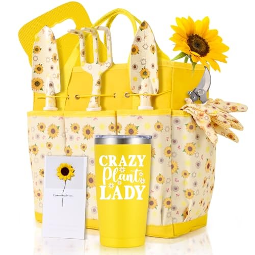 Gardening Gifts for Women, Gardening Hand Tools, 9 PCS Sunflower Garden Yellow