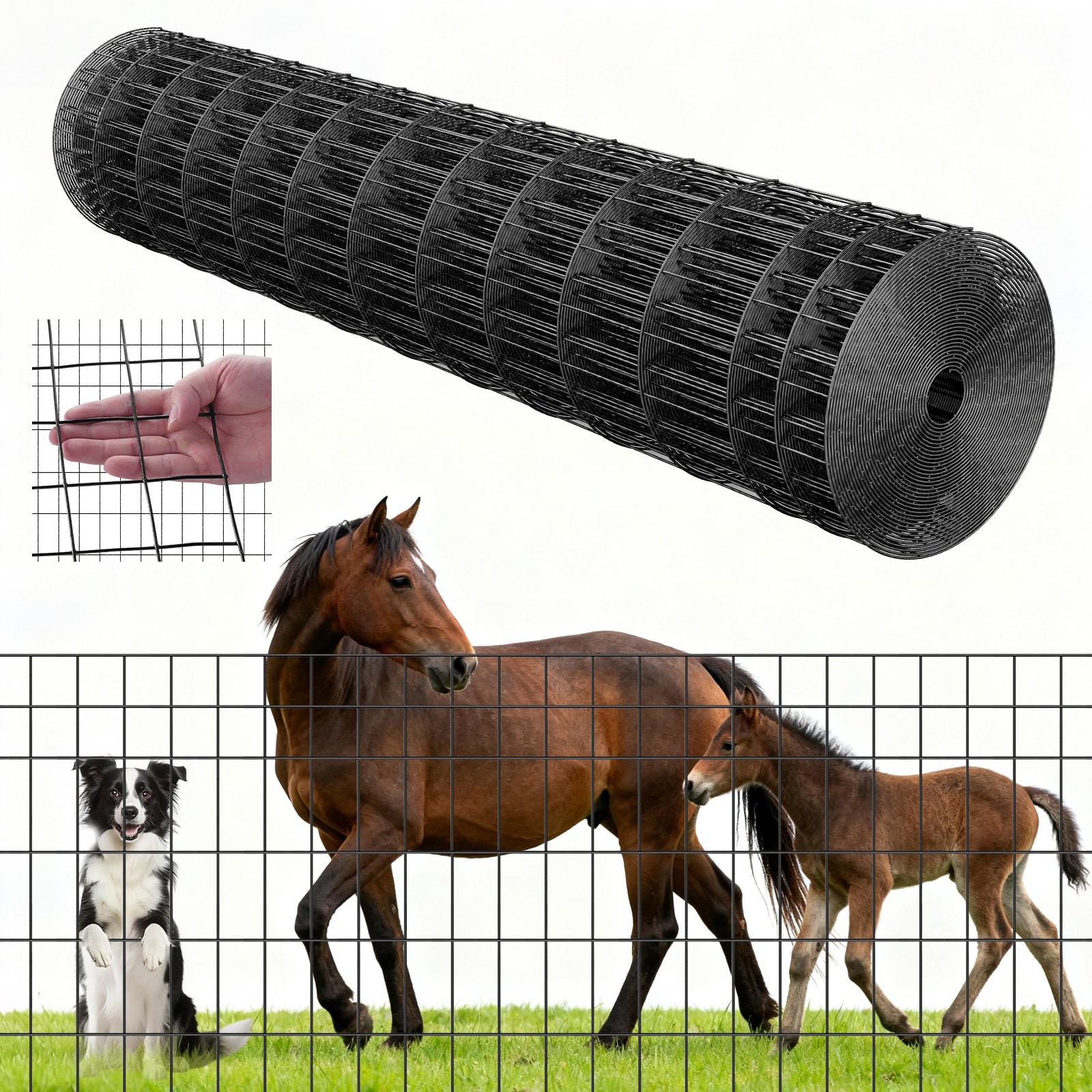 Farm Fence, 48 in x 50 ft, 2 x 4 in Mesh 14 Gauge Galvanized Steel Wire Fencing